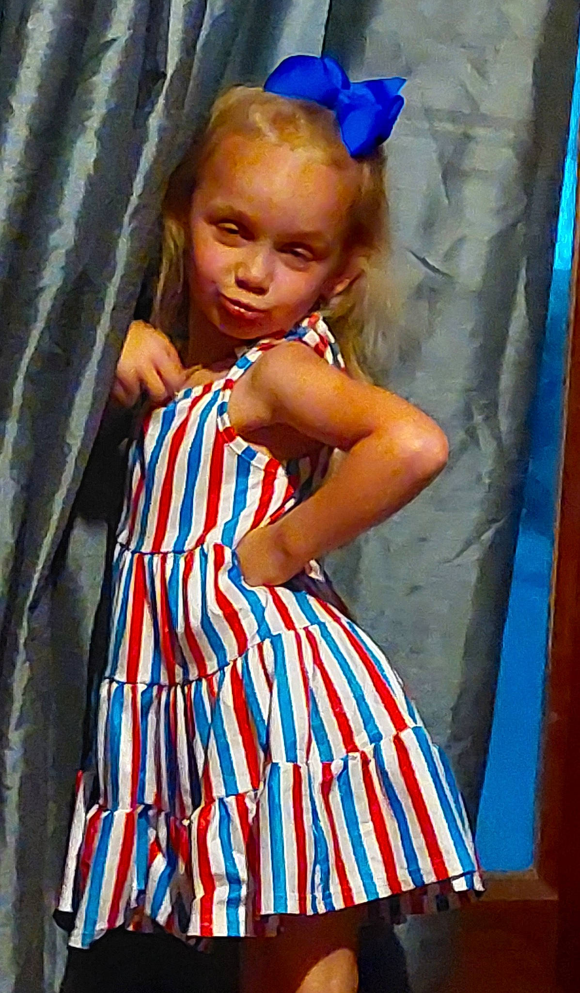 Dakota joined the competition — help win amazing prizes! beauty, blue, child, day_dress, dress, electric_blue, fashion, fashion_design, fun, hairstyle, long_hair, magenta, one_piece_garment, person, pink, shoulder, skin, standing, summer, textile