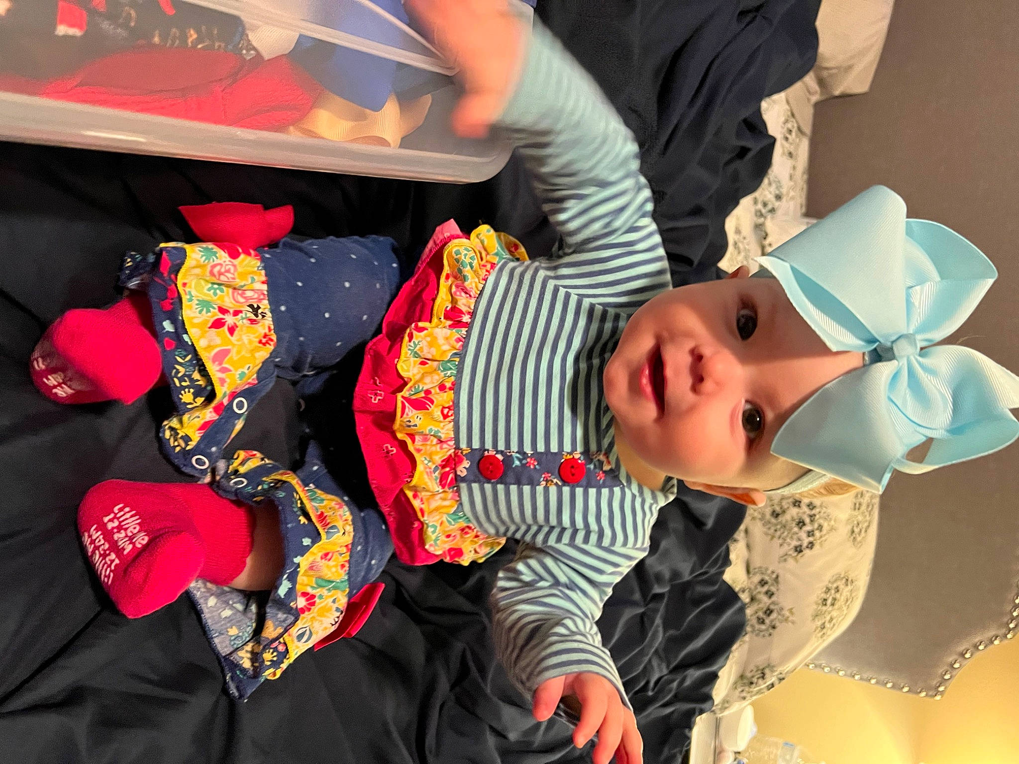 Fallon is registered to the contest to win money with this photo: baby, baby_toddler_clothing, beauty, carmine, child, event, fashion_accessory, fun, happy, hat, headwear, pattern, person, pink, product, red, room, sleeve, snapshot, sunglasses