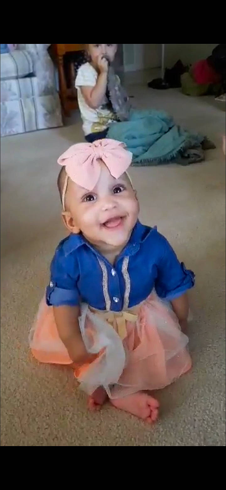 Zaylah joined the competition — help win amazing prizes! baby, baby_toddler_clothing, cheek, child, costume, electric_blue, fashion_accessory, flooring, fun, happy, headwear, joy, pattern, person, pink, sitting, sleeve, smile, toddler