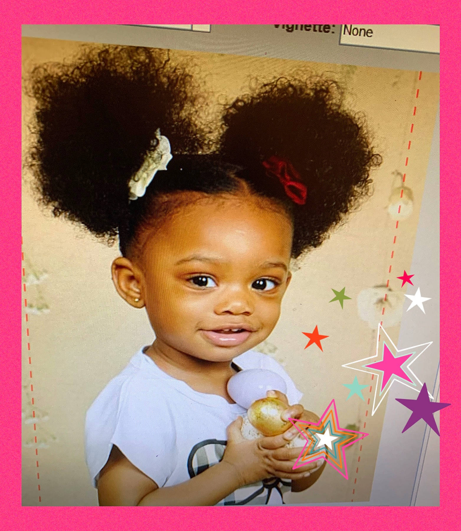 Aliyah joined the competition — help win amazing prizes! adaptation, afro, art, baby, baby_toddler_clothing, cheek, child, eyelash, font, gesture, happy, illustration, insect, joy, magenta, person, rectangle, room, smile, stock_photography