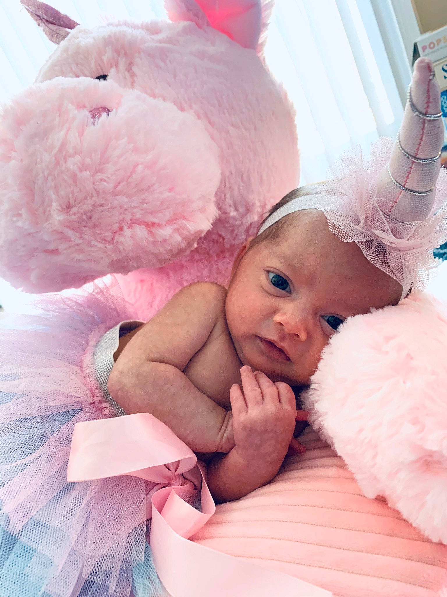 Leilah is registered to the contest to win money with this photo: baby, child, costume, ear, fur, happy, nose, person, photography, pink, skin, smile, stuffed_toy, toddler