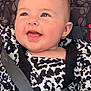 Nova joined the competition — help win amazing prizes! baby, child, smiling, blue_eyes, car_seat, seatbelt, clothing, patterned_outfit, happy, face, head, infant, cute, portrait, closeup, skin, mouth_open, person, seat, safety