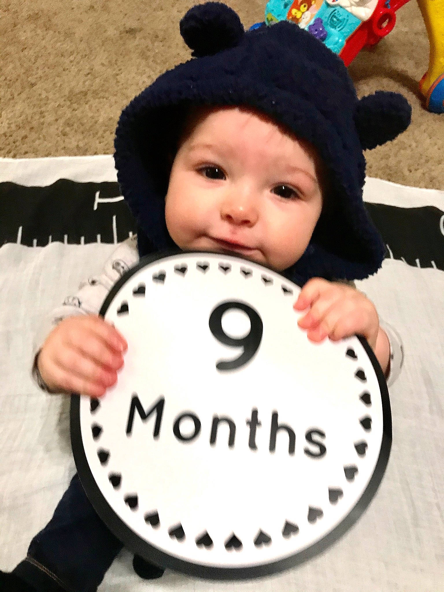 Jett joined the competition — help win amazing prizes! baby, baby_toddler_clothing, beanie, cap, child, costume, hat, headgear, person, smile, toddler