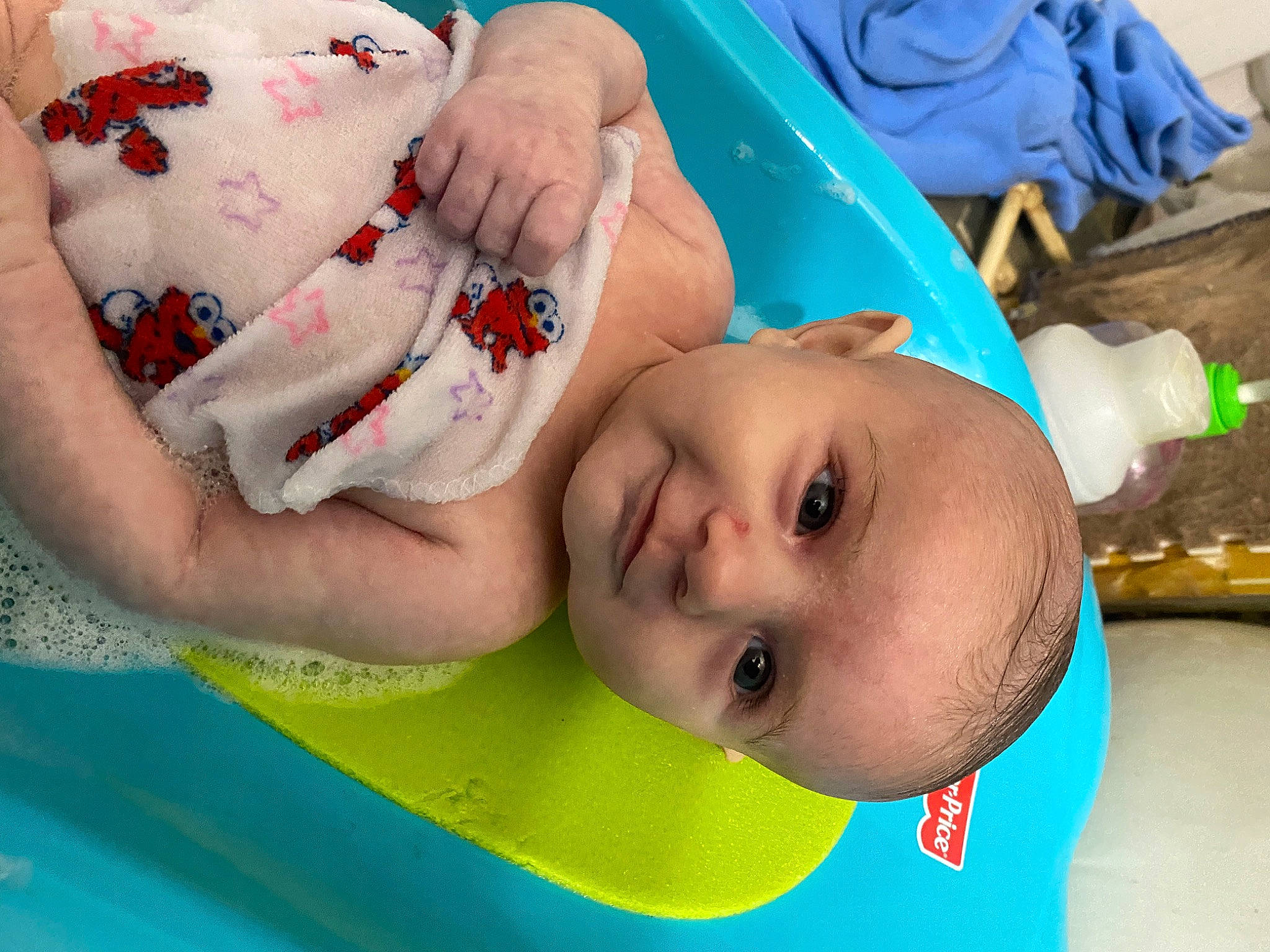 Katarina is registered to the contest to win money with this photo: baby, baby_bathing, bathing, blue, cheek, chest, child, fun, gesture, green, happy, headgear, leisure, mouth, person, skin, smile, summer, swimming_pool, toddler