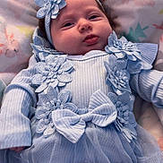 Oakleyy is registered to the contest to win money with this photo: baby, blanket, blue_dress, child, closeup, cute, fashion, flower, happy, headband, indoors, infant, lace, person, portrait, sitting, smiling, soft_toys, tulle, young_child