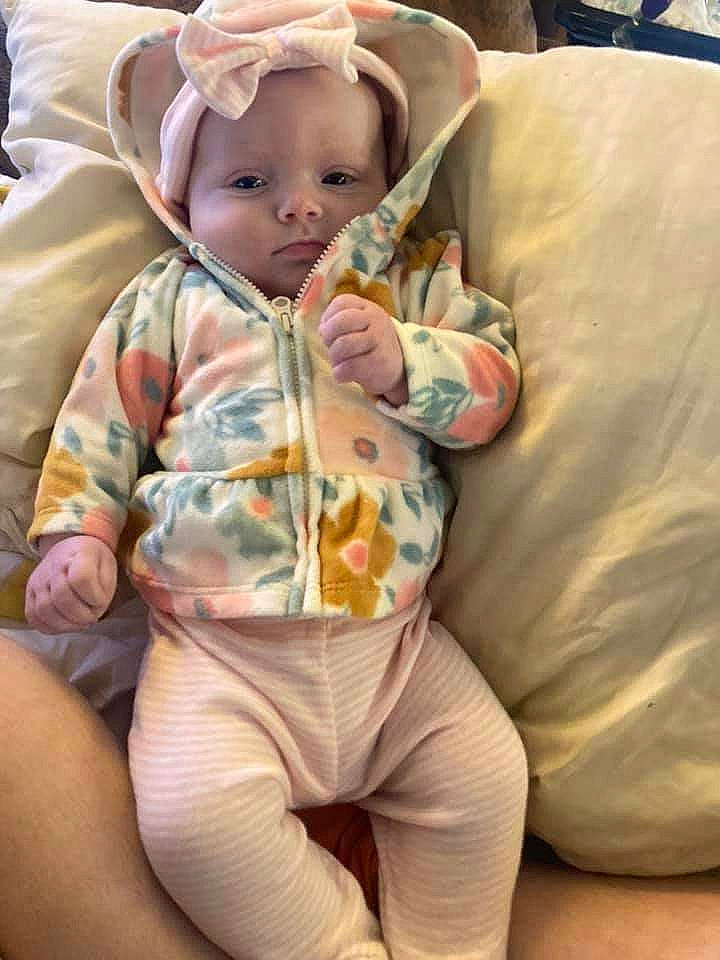 Harper joined the competition — help win amazing prizes! abdomen, baby, baby_products, baby_sleeping, baby_toddler_clothing, cheek, child, chin, comfort, face, happy, head, human_body, linens, person, sitting, skin, sleeve, t_shirt, thigh