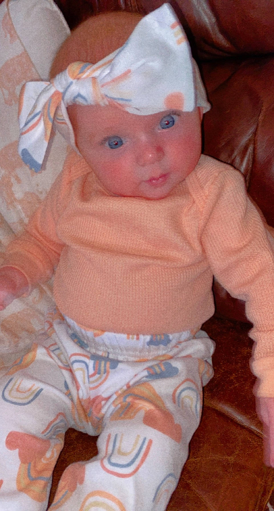 Keziah joined the competition — help win amazing prizes! baby, baby_toddler_clothing, cap, cheek, child, doll, eye, face, head, headwear, human_body, iris, lip, pattern, person, pink, skin, sleeve, textile, toddler