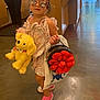 Evelyn is registered to the contest to win money with this photo: child, indoor, girl, sunglasses, plush_toy, handbag, dress, pink_shoes, floor, shopping_bag, person, fashion, cute, toy, accessories, walking, concrete_floor, window, reflection, casual