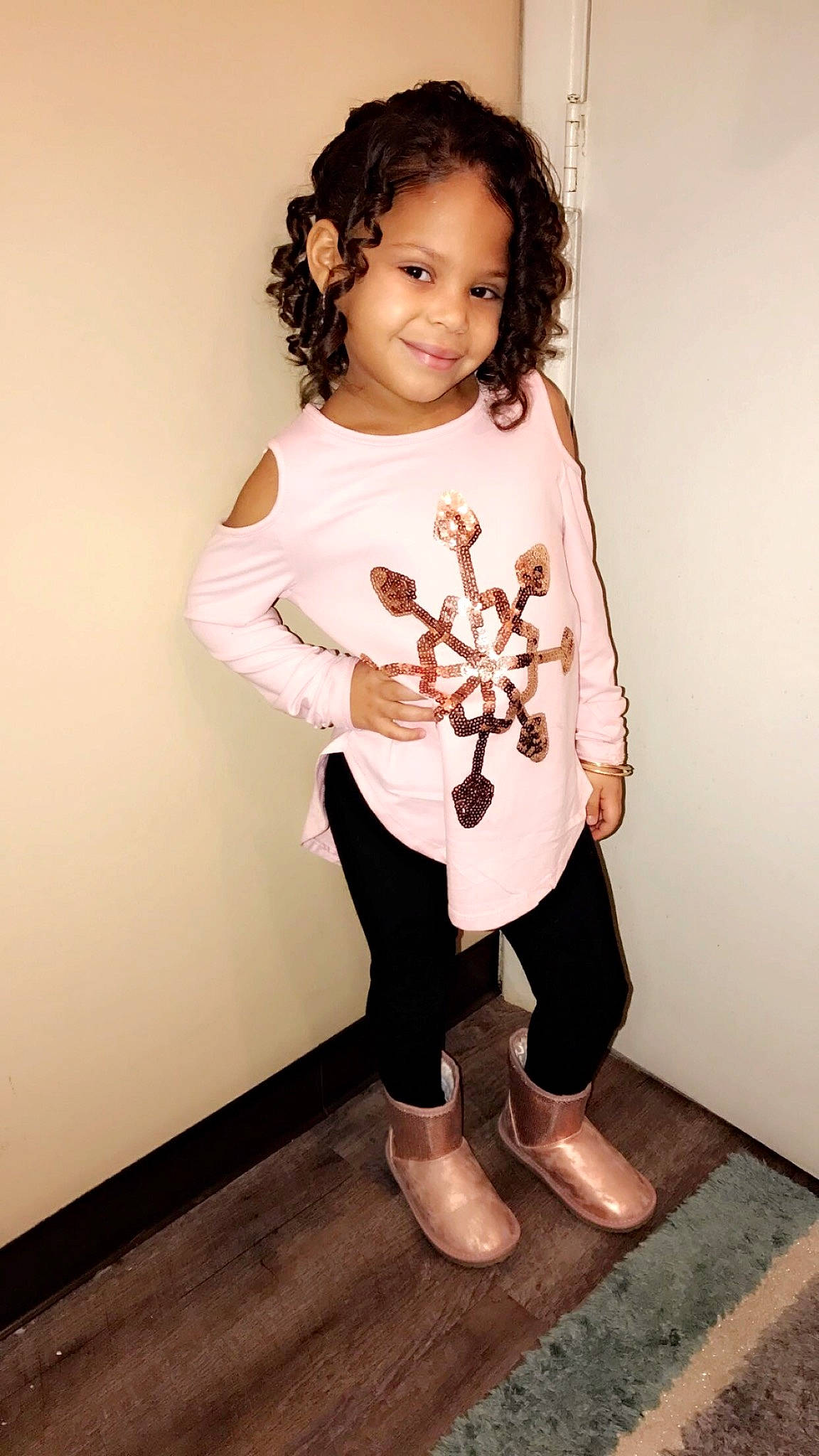 A'Brielle is registered to the contest to win money with this photo: baby_toddler_clothing, child, child_model, clothing, joy, leggings, outerwear, person, shoulder, sleeve, smile, standing, t_shirt, toddler, white