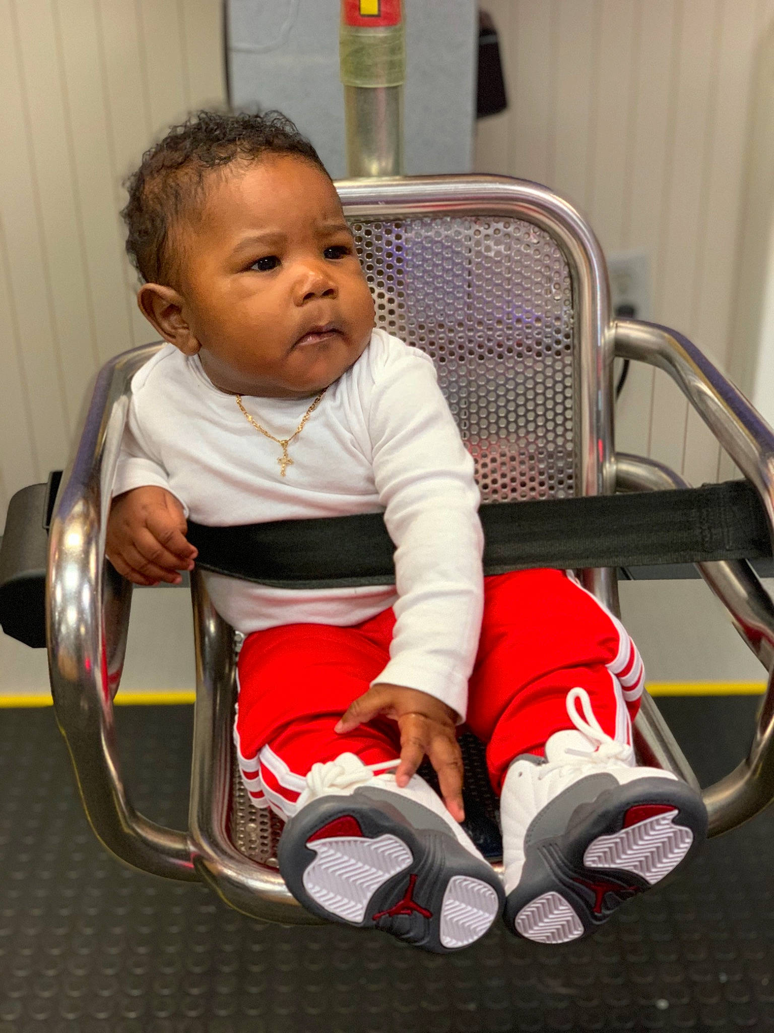 Cornell is registered to the contest to win money with this photo: baby, baby_carriage, baby_products, chair, child, person, play, product, sitting, toddler