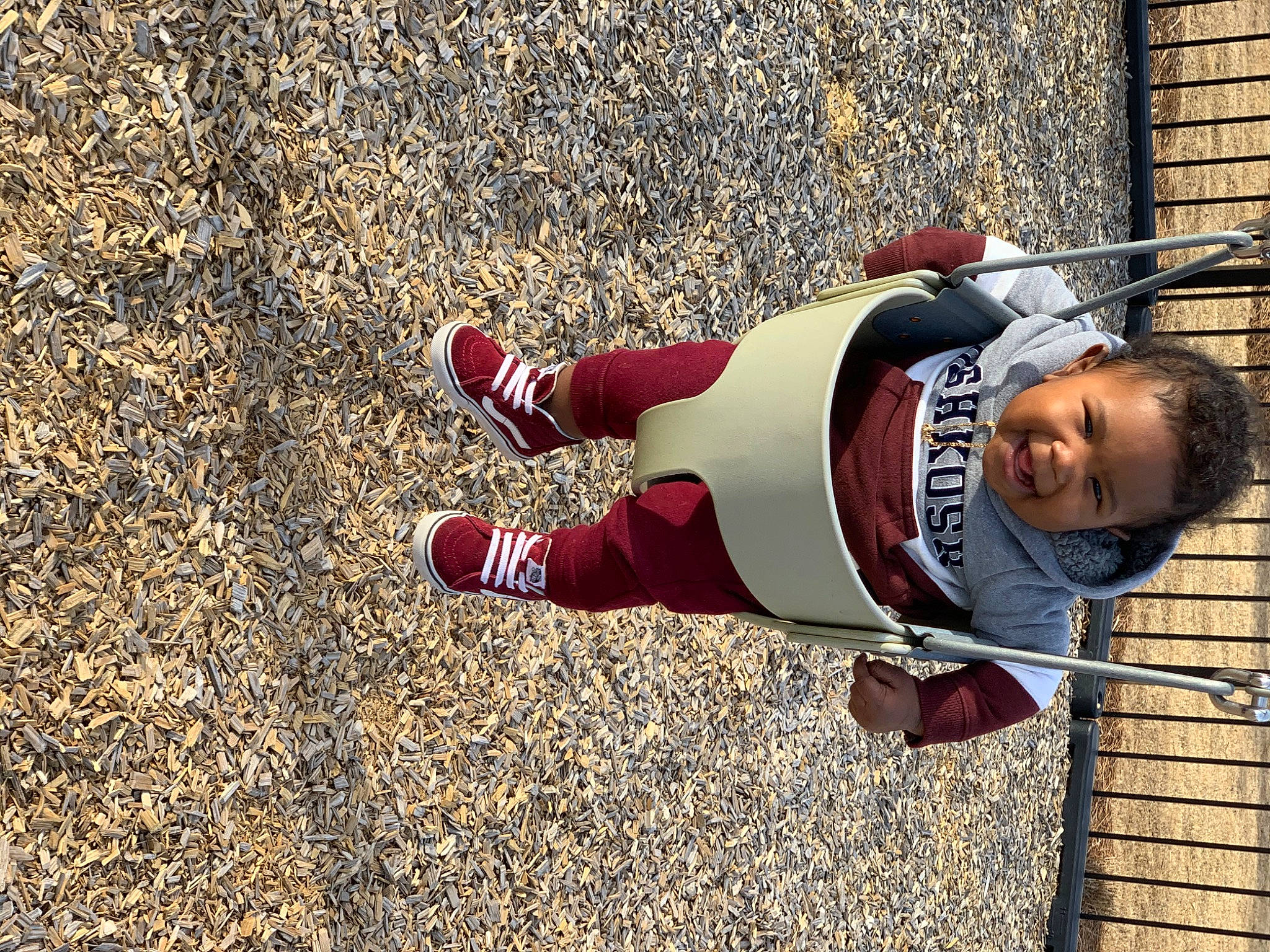 Cornell is registered to the contest to win money with this photo: child, leaf, person, play, red, soil, toddler, tree