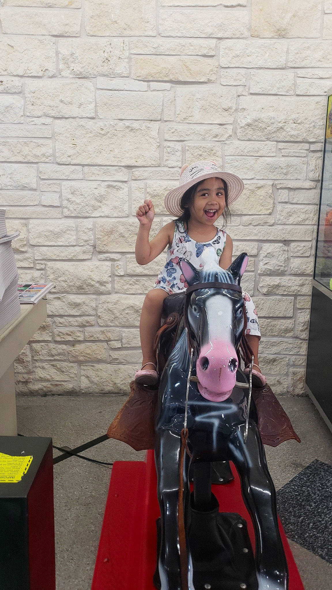 Megan is registered to the contest to win money with this photo: bridle, child, fun, headwear, horse, horse_tack, joy, person, rein, sitting, smile, tourism, vacation