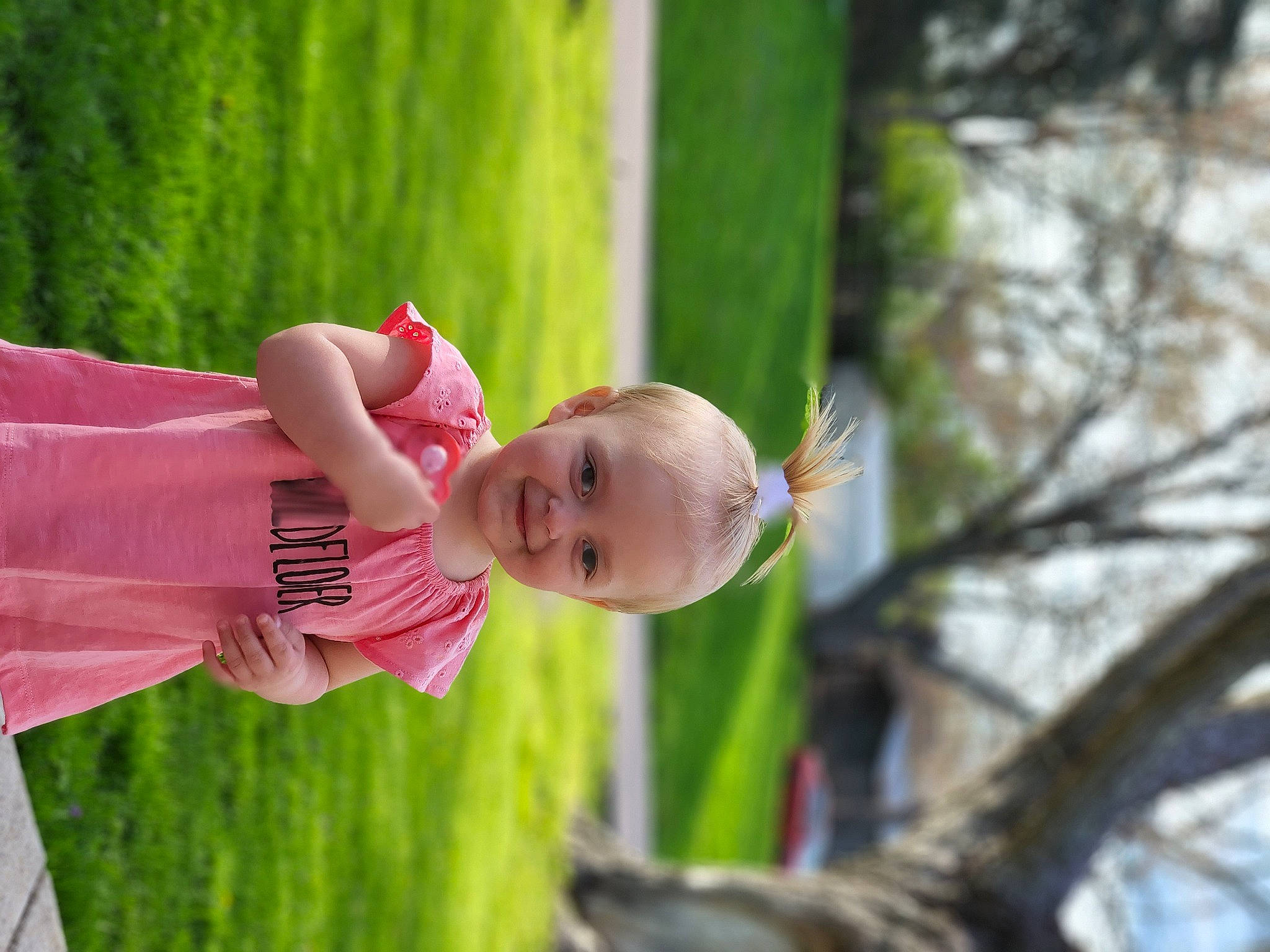 Kynzlee is registered to the contest to win money with this photo: baby, baby_toddler_clothing, child, eye, fun, grass, happy, joy, leaf, leisure, people_in_nature, person, plant, plant_stem, portrait_photography, recreation, smile, toddler, tree, twig