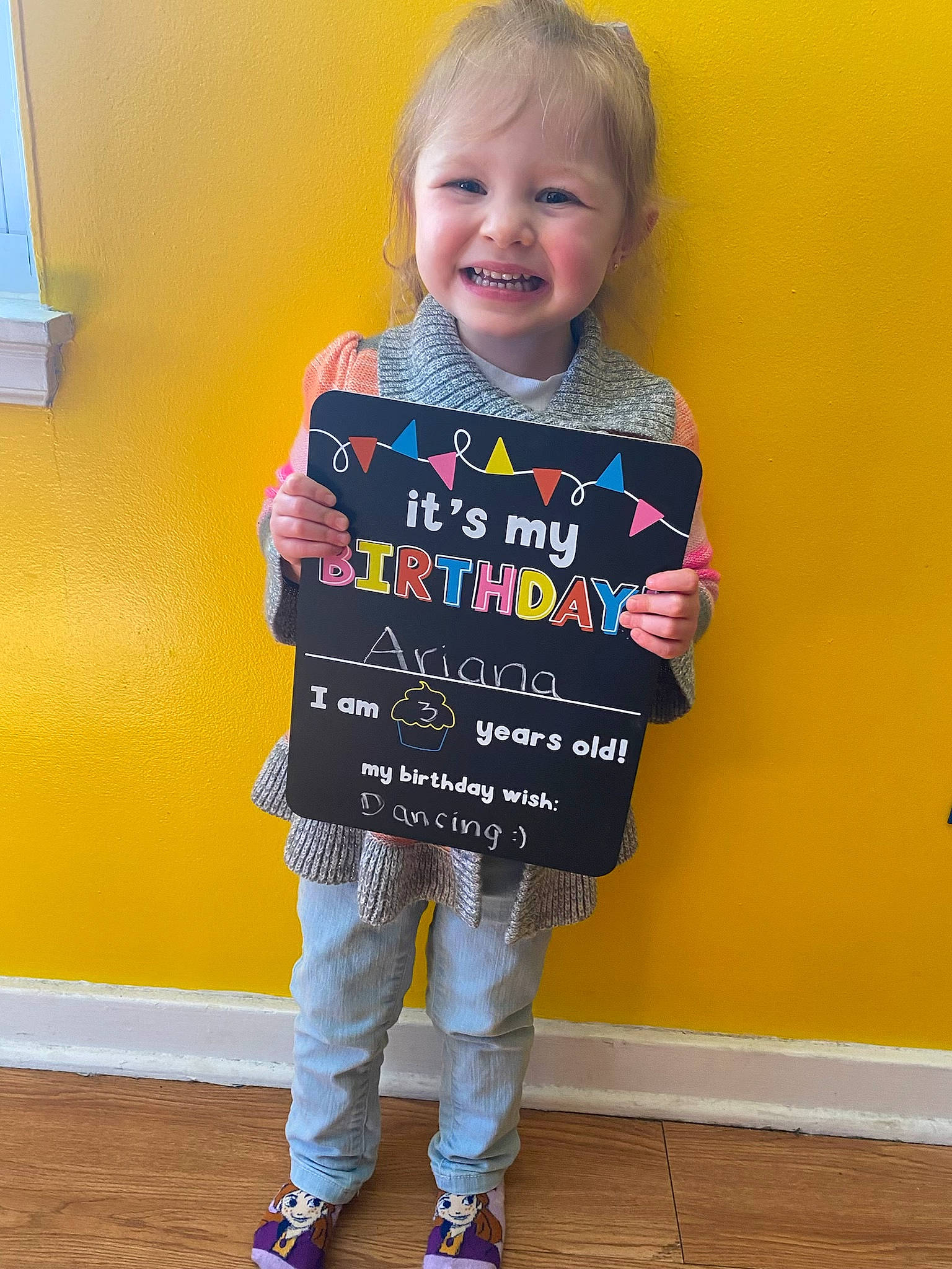 Ariana joined the competition — help win amazing prizes! baby_toddler_clothing, dress, electric_blue, footwear, fun, happy, head, jeans, joy, magenta, orange, people, person, pink, sleeve, smile, standing, t_shirt, toddler, waist