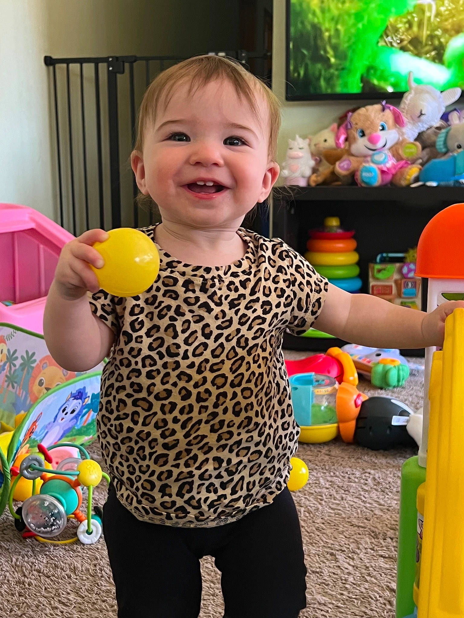 Emma joined the competition — help win amazing prizes! baby, baby_playing_with_toys, baby_toddler_clothing, balloon, child, event, fun, happy, human_body, joy, leisure, party_supply, person, play, product, smile, snapshot, standing, summer, toddler
