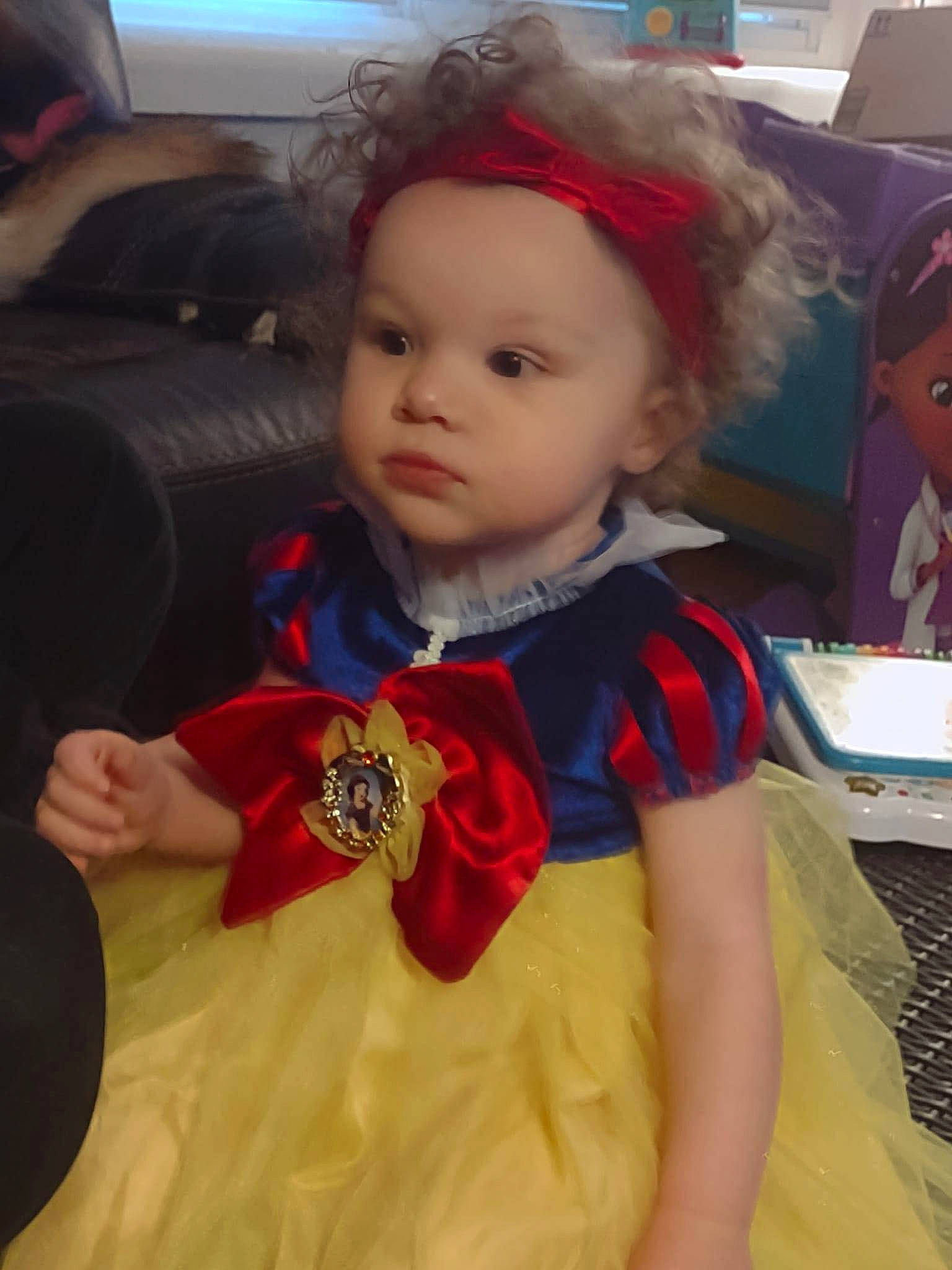 Aubrie joined the competition — help win amazing prizes! baby_toddler_clothing, cheek, child, computer_keyboard, costume, event, fashion_design, fictional_character, formal_wear, fun, fur, happy, headwear, input_device, iris, peripheral, person, room, sitting, toddler