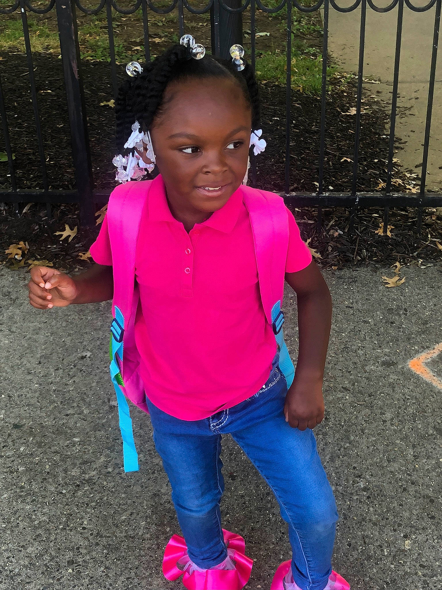 Natalya is registered to the contest to win money with this photo: adaptation, child, cool, denim, face, fun, happy, head, jeans, joy, leisure, lip, magenta, person, pink, plant, play, skin, smile, toddler