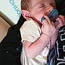 newborn, baby, pacifier, sleeping, infant, person, hand, clothing, shirt, closeup, resting, peaceful, cute, small, skin, face, holding, indoor, toddler, child