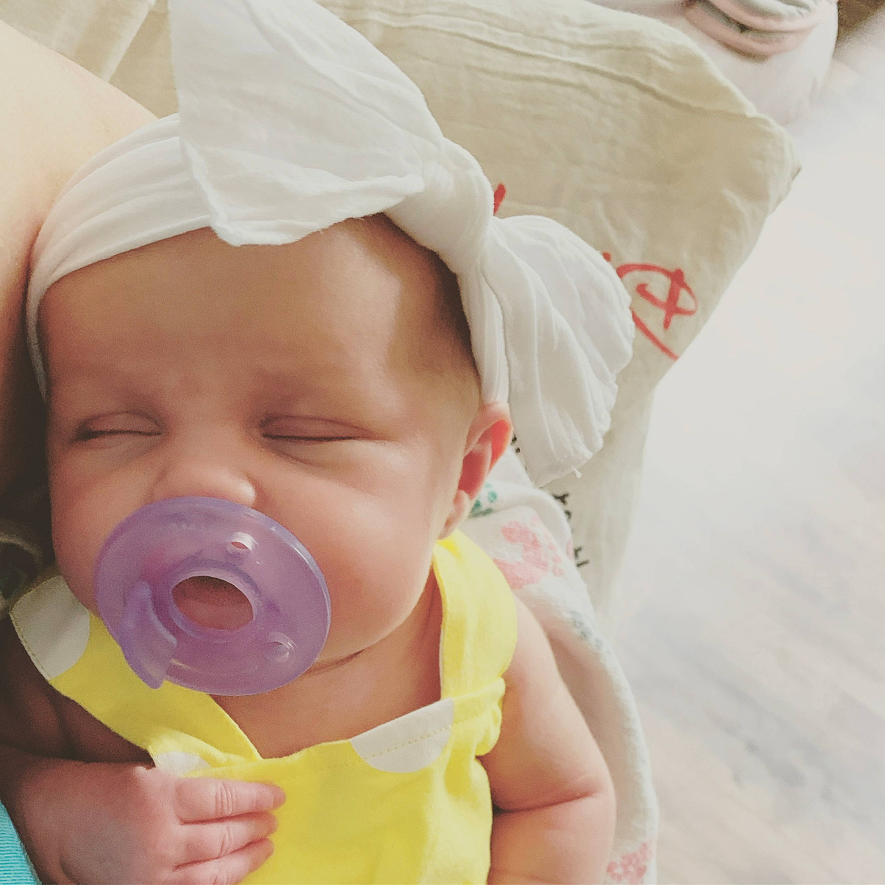 Emilee is registered to the contest to win money with this photo: baby, birth, cheek, child, ear, eye, face, head, headgear, mouth, neck, nose, person, product, skin, smile, toddler, yellow
