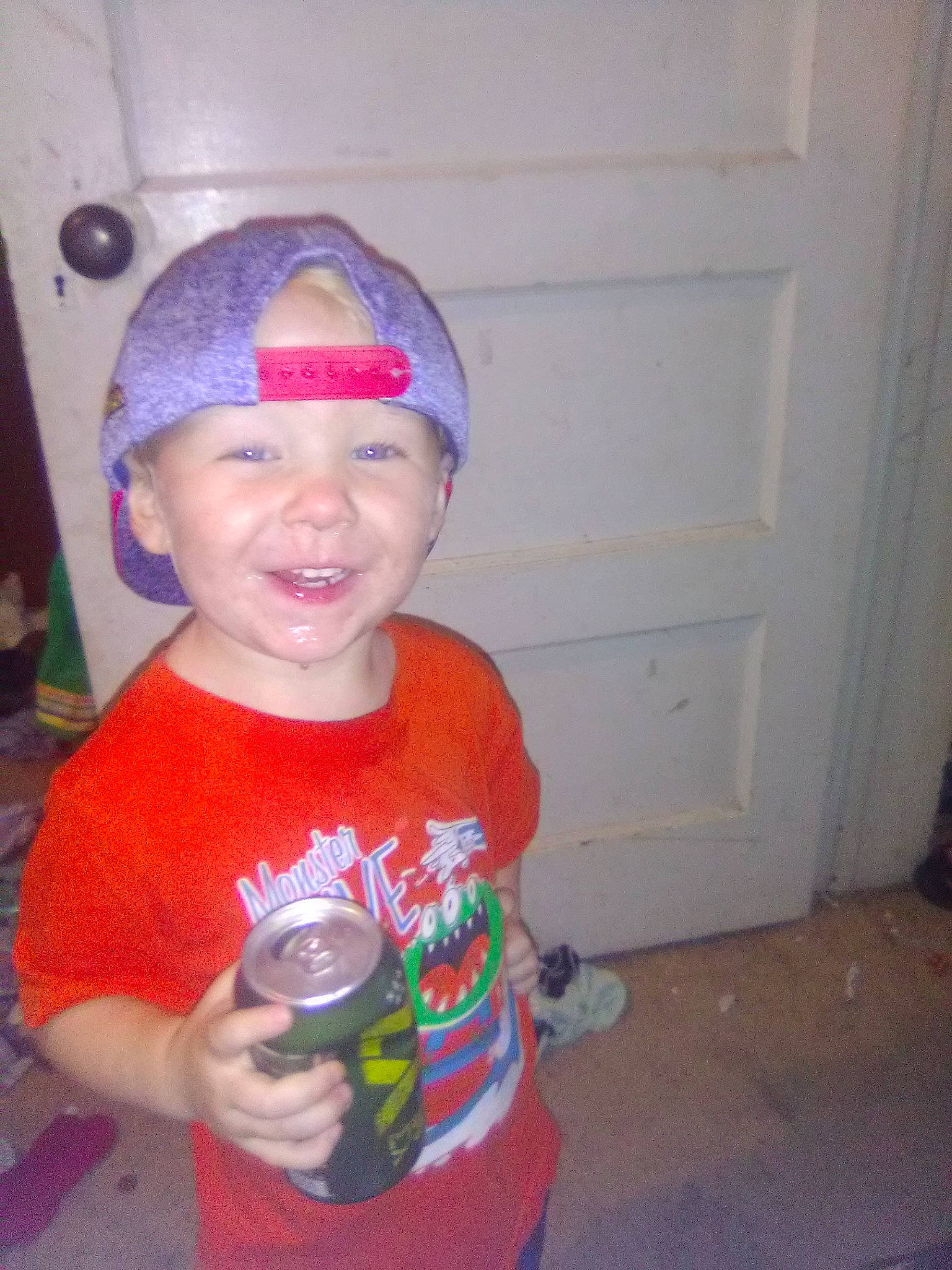 Jeffery is registered to the contest to win money with this photo: cap, child, costume, fun, head, headgear, joy, person, play, smile, toddler