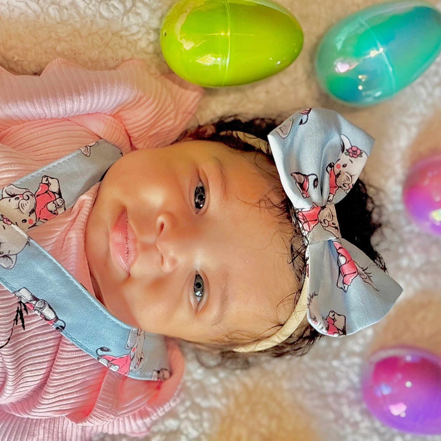Theory Faye is registered to the contest to win money with this photo: accessories, baby, balloon, bonnet, clothing, easteregg, egg, face, food, happy, hat, head, homedecor, jewelry, newborn, person, photography, portrait, purple, smile