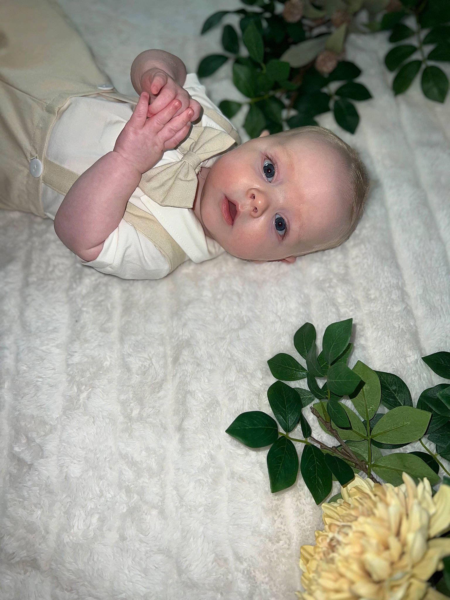 Jaxon joined the competition — help win amazing prizes! baby, baby_safety, baby_sleeping, baby_toddler_clothing, bedding, child, comfort, flooring, flower, flowering_plant, grass, happy, linens, pattern, person, petal, plant, rose, toddler, white