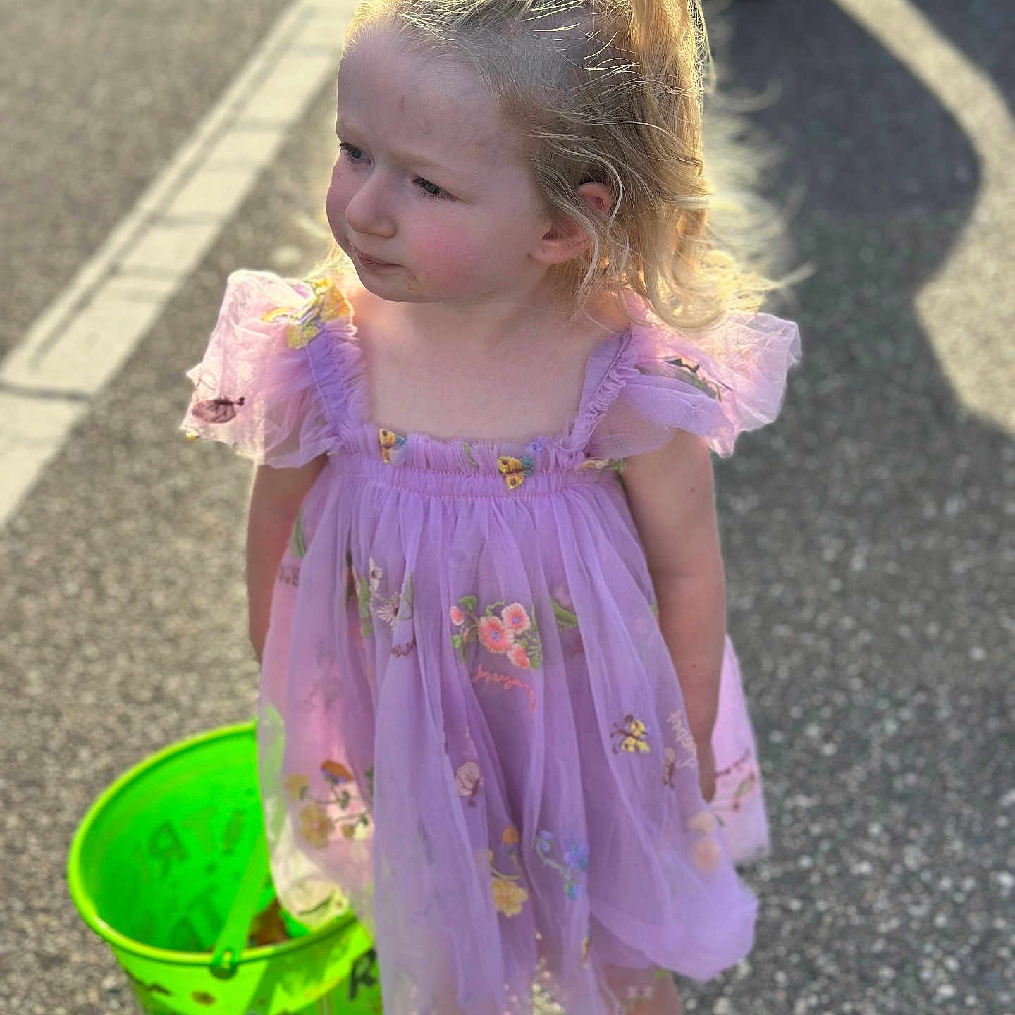 Nova Faye joined the competition — help win amazing prizes! bucket, child, city, clothing, dress, face, female, footwear, girl, head, person, photography, portrait, purple, road, shoe, street, summer, urban, walking
