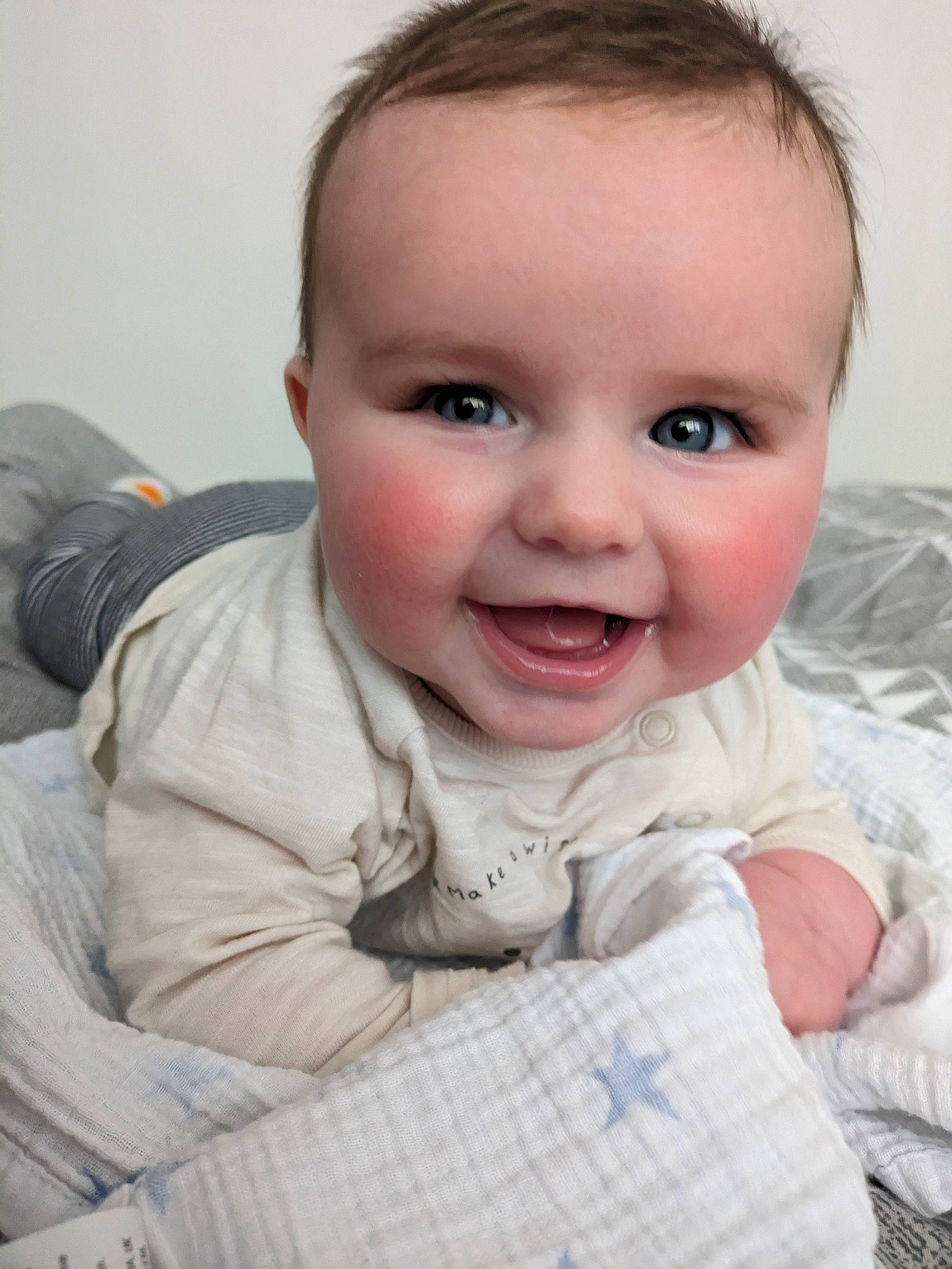 George joined the competition — help win amazing prizes! baby, baby_toddler_clothing, cheek, child, chin, comfort, eye, eyebrow, eyelash, fun, gesture, happy, iris, joy, lip, mouth, nose, person, skin, sleeve