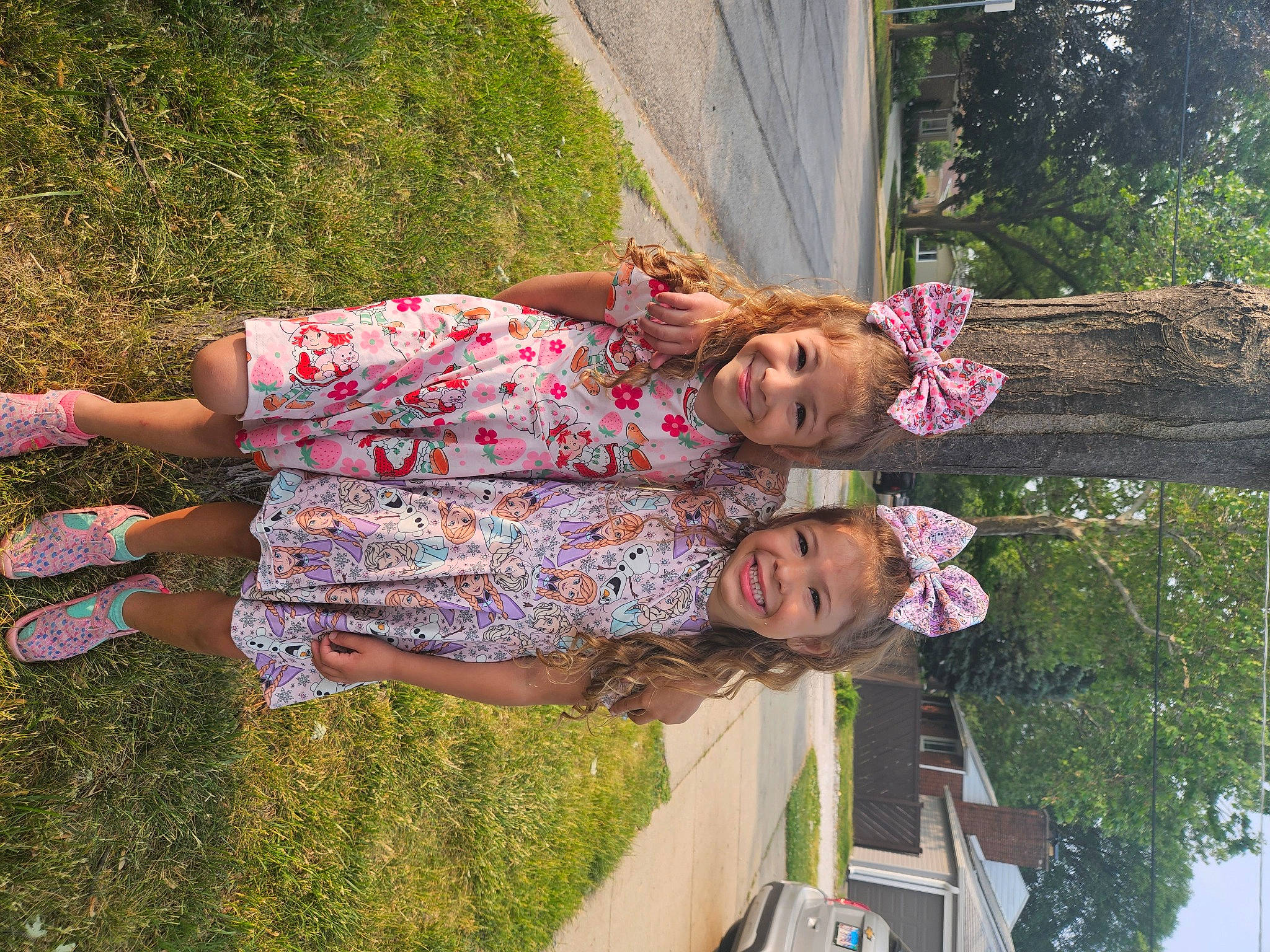 Krystina And Mckenzie joined the competition — help win amazing prizes! arm, beauty, botany, child, fun, grass, green, happy, joy, leisure, magenta, people_in_nature, person, pink, plant, recreation, smile, spring, summer, thigh