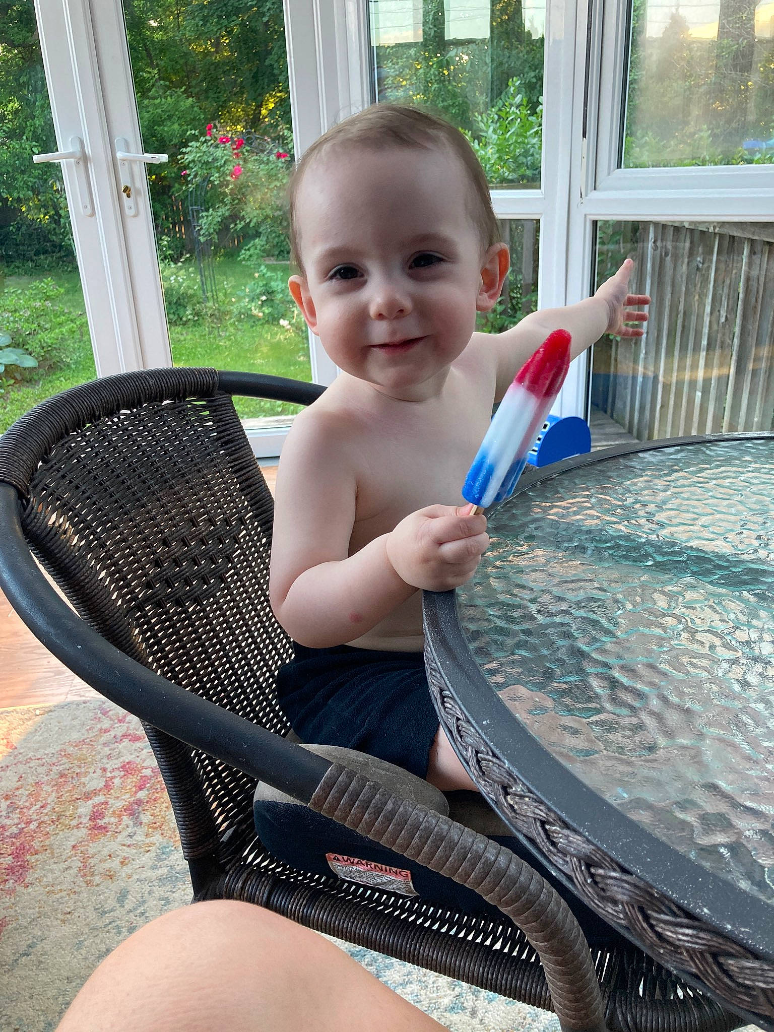 Jaxen joined the competition — help win amazing prizes! baby, chair, child, joy, leg, leisure, person, sitting, skin, summer, toddler, vacation