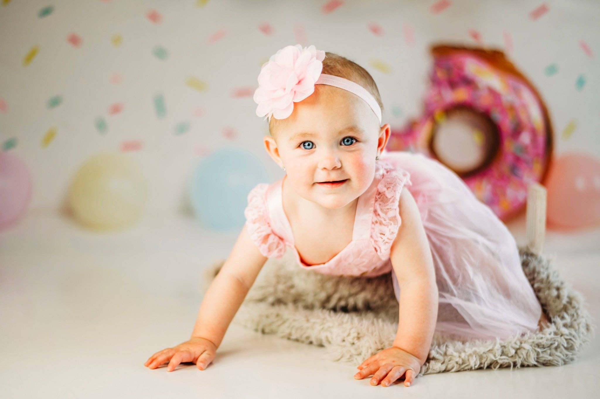 Brenleigh joined the competition — help win amazing prizes! baby, baby_toddler_clothing, cheek, child, fashion_accessory, flash_photography, flooring, fun, hair_accessory, happy, headband, headgear, headpiece, joy, magenta, person, petal, pink, skin, sleeve