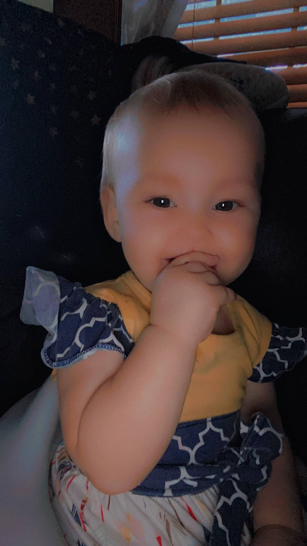 Brinley Rae Hall is registered to the contest to win money with this photo: arm, baby, baby_toddler_clothing, cheek, cool, dress, ear, elbow, eyelash, finger, flash_photography, fun, gesture, hand, happy, iris, nose, person, skin, smile
