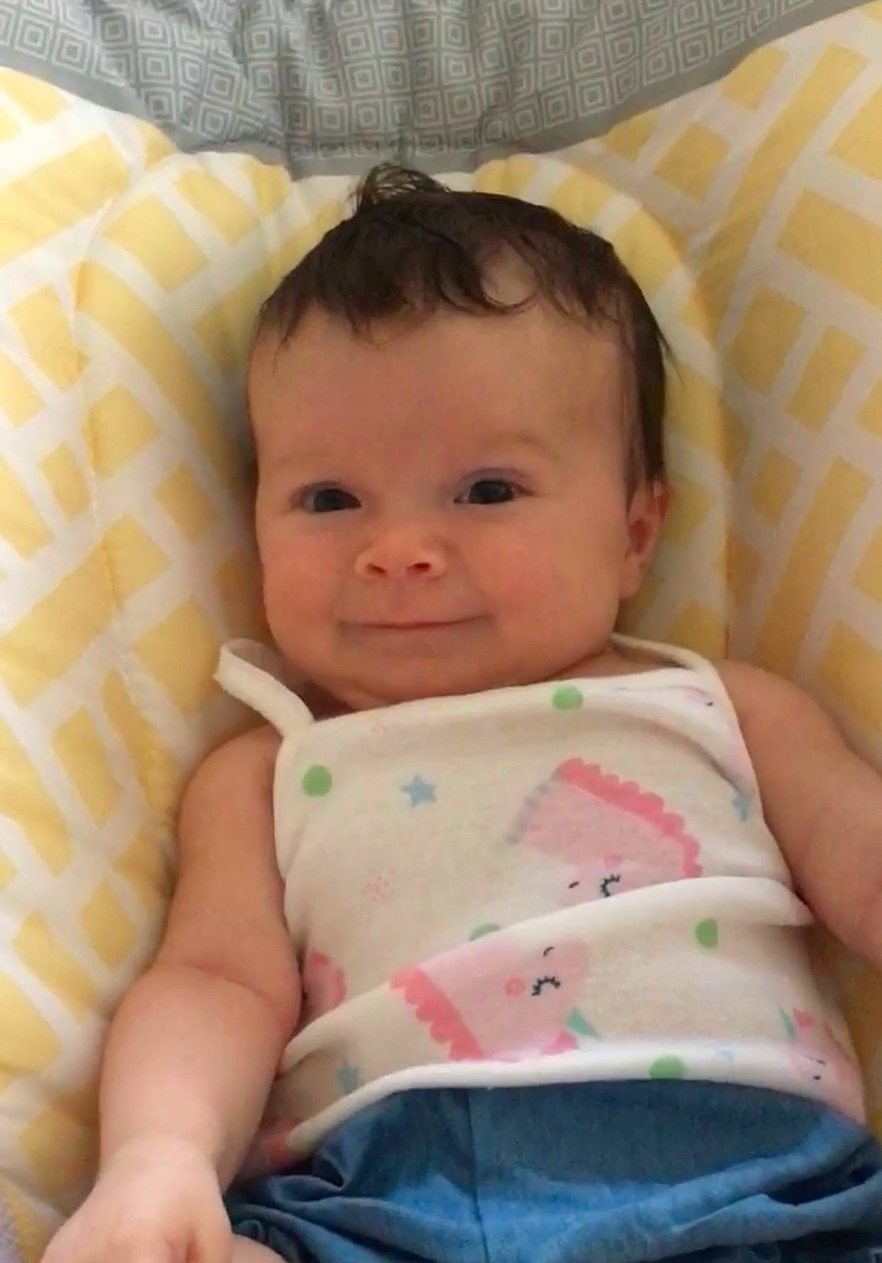 Oakleigh is registered to the contest to win money with this photo: baby, cheek, child, joy, linens, person, skin, toddler