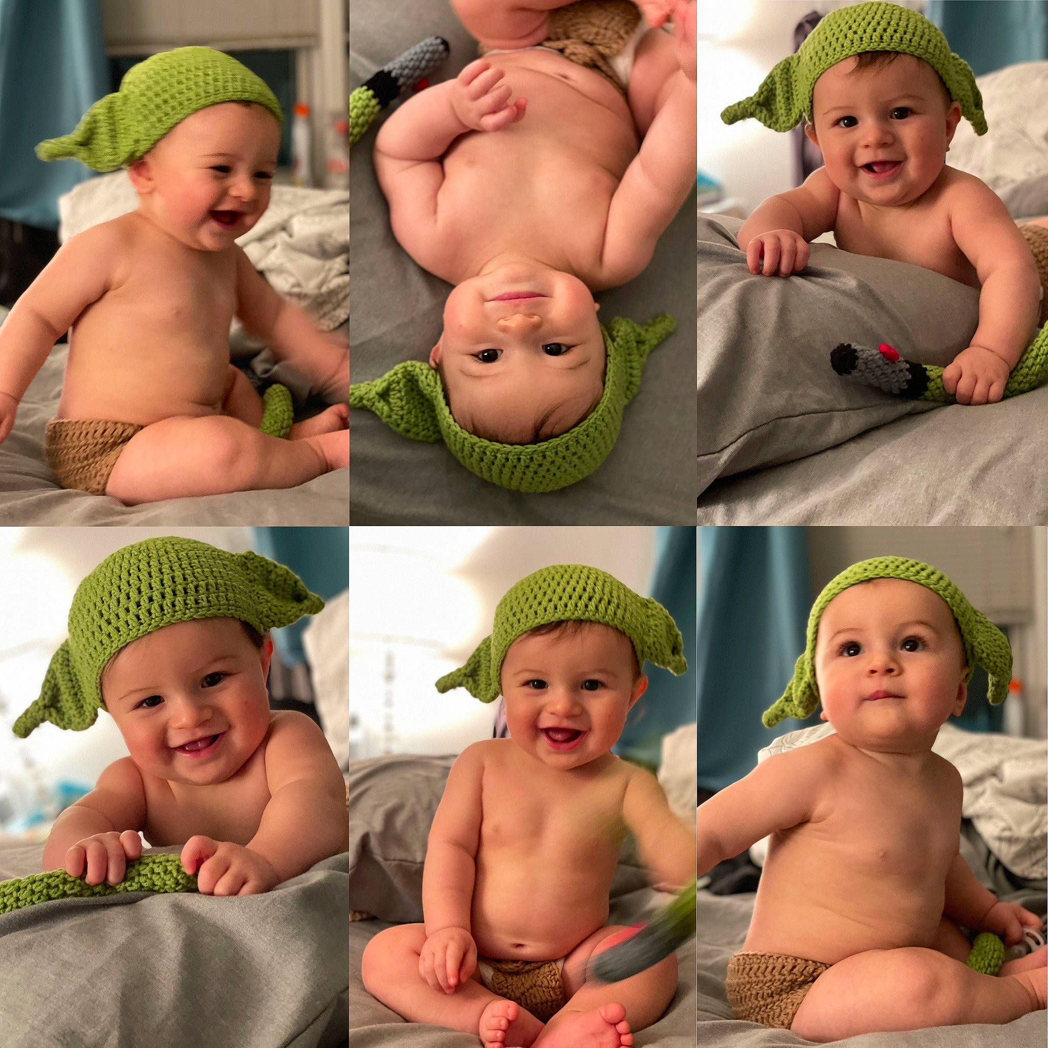 Harrison joined the competition — help win amazing prizes! baby, cheek, child, face, facial_expression, fun, grass, green, happy, headgear, headwear, human, joy, mouth, muscle, organ, person, photograph, plant, product