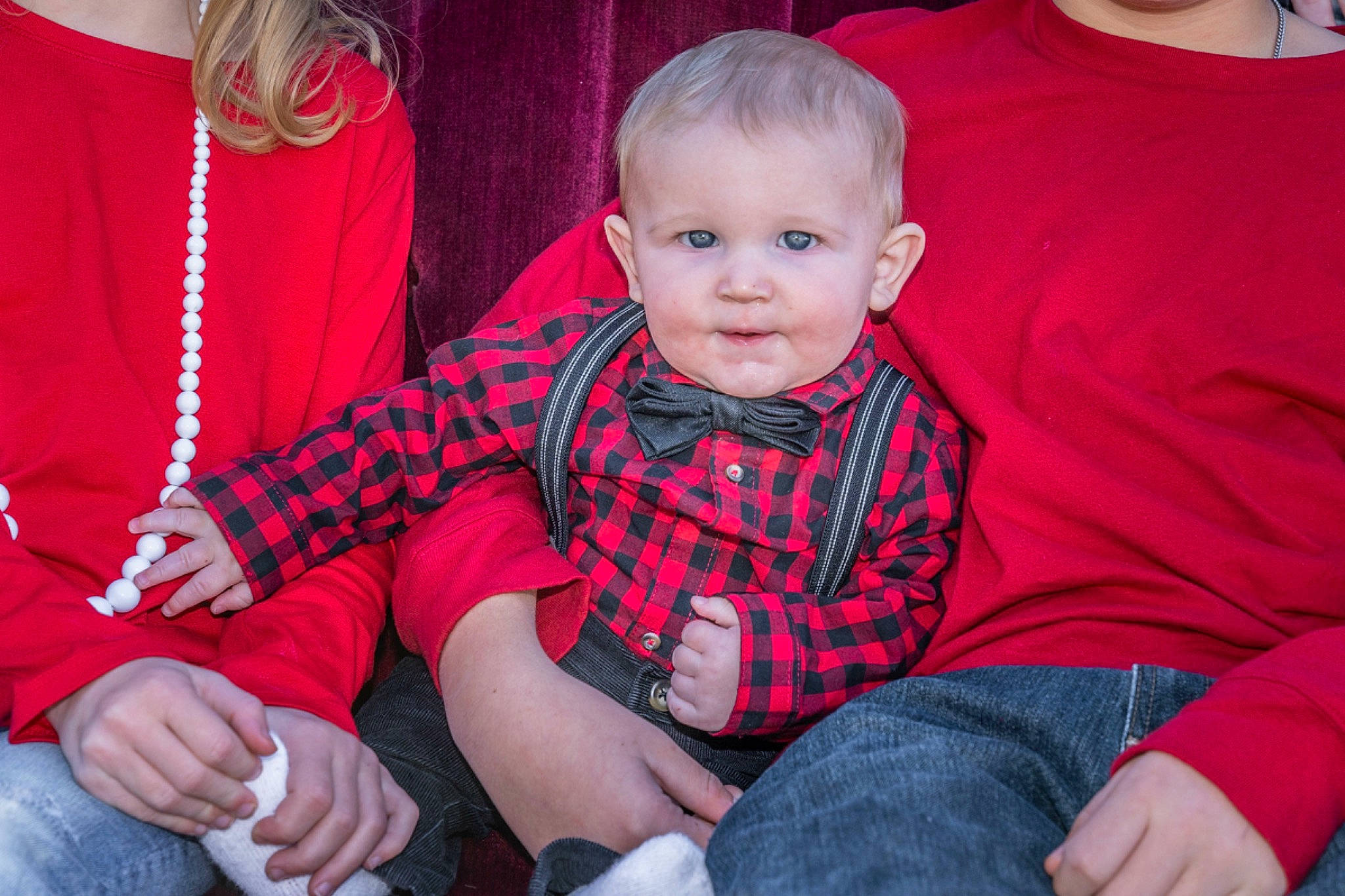 Oliver is registered to the contest to win money with this photo: baby, baby_toddler_clothing, child, clothing, collar, comfort, event, fun, happy, iris, lap, pattern, person, plaid, red, skin, sleeve, sock, t_shirt, tartan