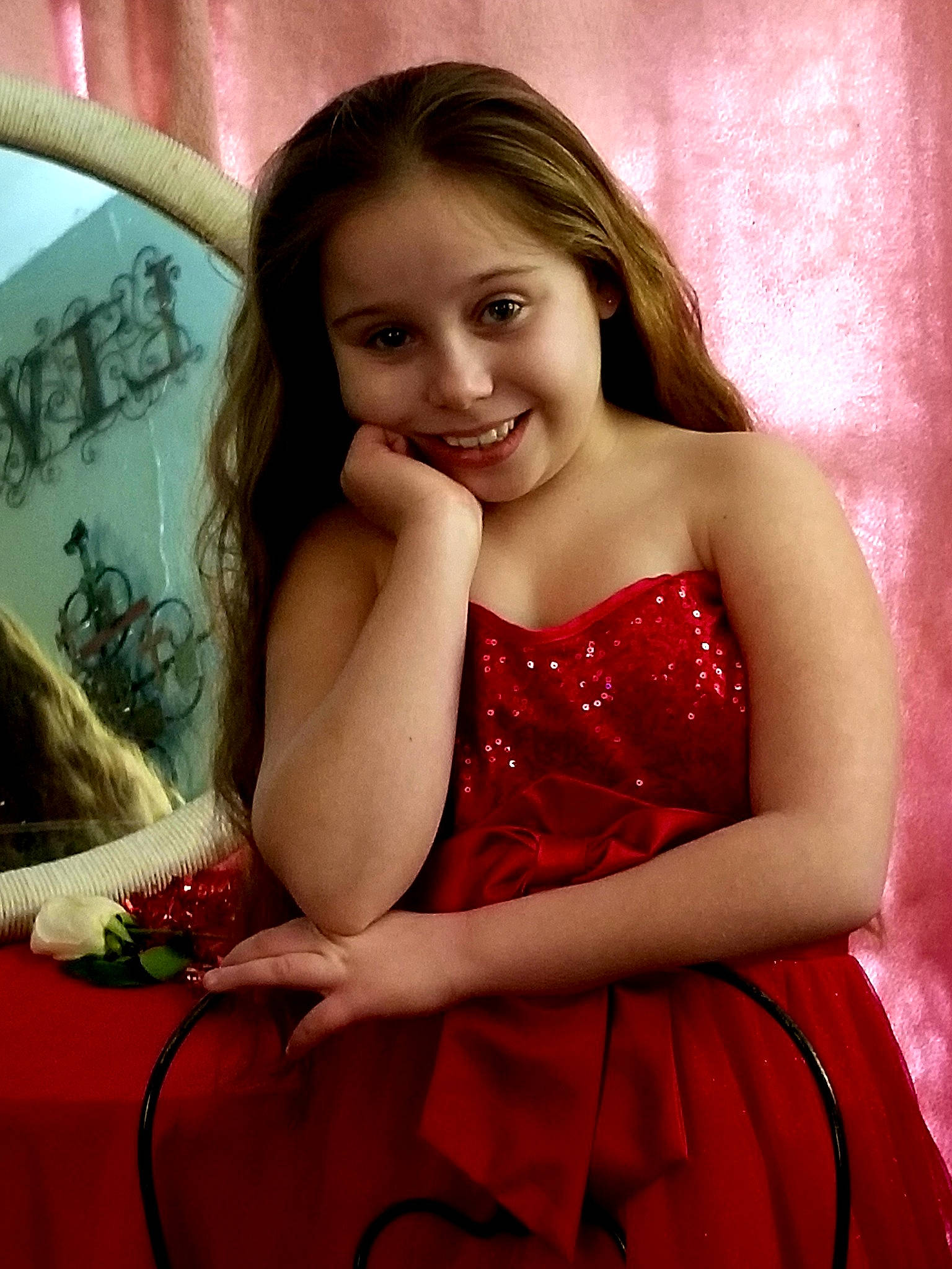 Amelia is registered to the contest to win money with this photo: beauty, black_hair, day_dress, dress, eye, eyelash, flash_photography, formal_wear, fun, happy, human_body, joy, long_hair, muscle, one_piece_garment, person, pink, shoulder, skin, smile