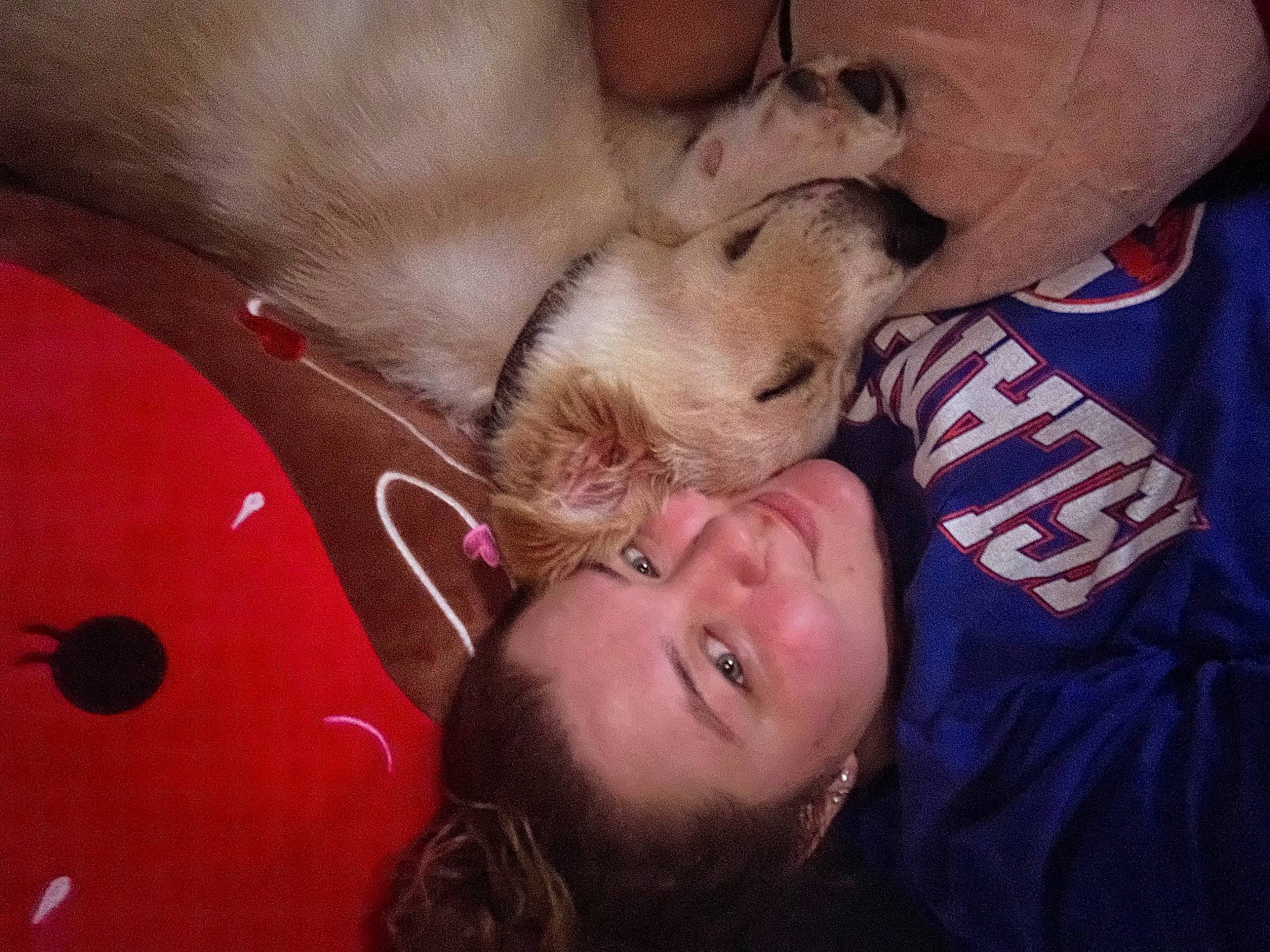 Cody joined the competition — help win amazing prizes! carnivore, child, comfort, companion_dog, dog, dog_breed, ear, fun, fur, gesture, happy, head, love, mouth, nose, selfie, skin, smile, toddler, toy