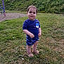 blue, casual_clothing, child, cute, daylight, grass, grass_field, happy, nature, outdoor, park, person, playground, shirt, shoes, shorts, smiling, summer, toddler, young_child