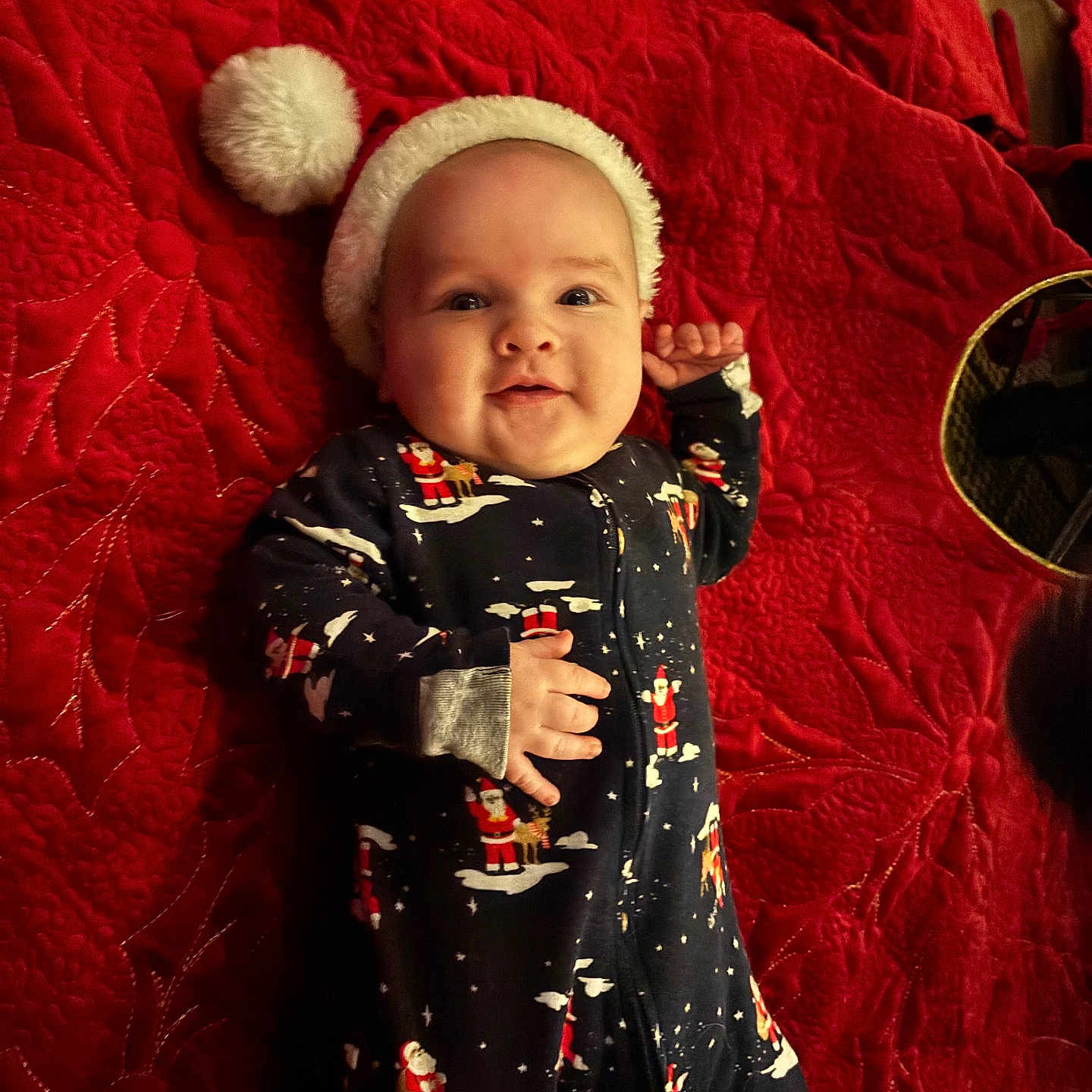 Levi joined the competition — help win amazing prizes! baby, blanket, bodypart, bonnet, cap, clothing, coat, couch, dress, face, finger, furniture, hand, happy, hat, head, pajamas, person, photography, portrait