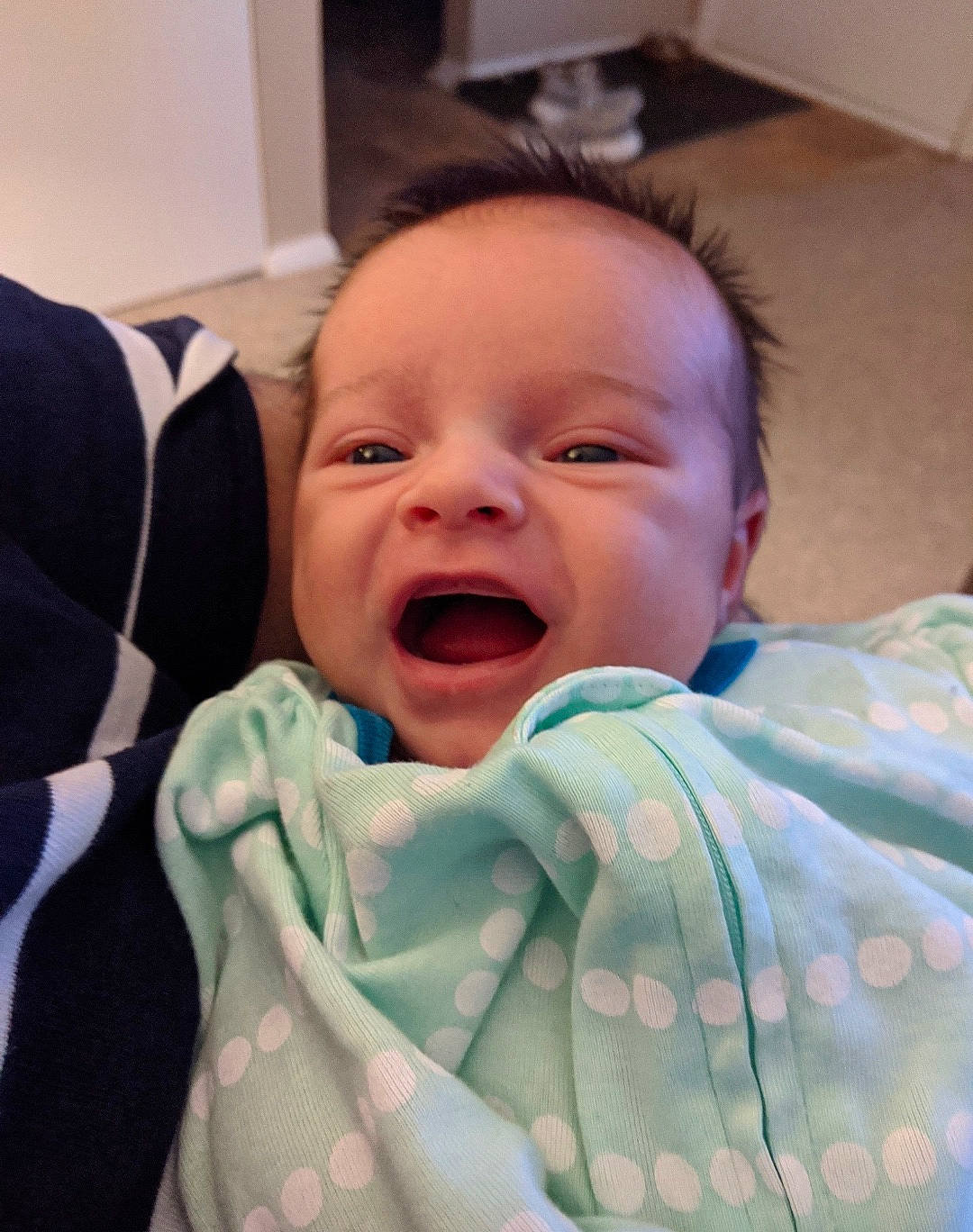 Amira is registered to the contest to win money with this photo: baby, birth, cheek, child, chin, face, facial_expression, happy, head, laugh, mouth, nose, person, skin, smile, toddler, yawn