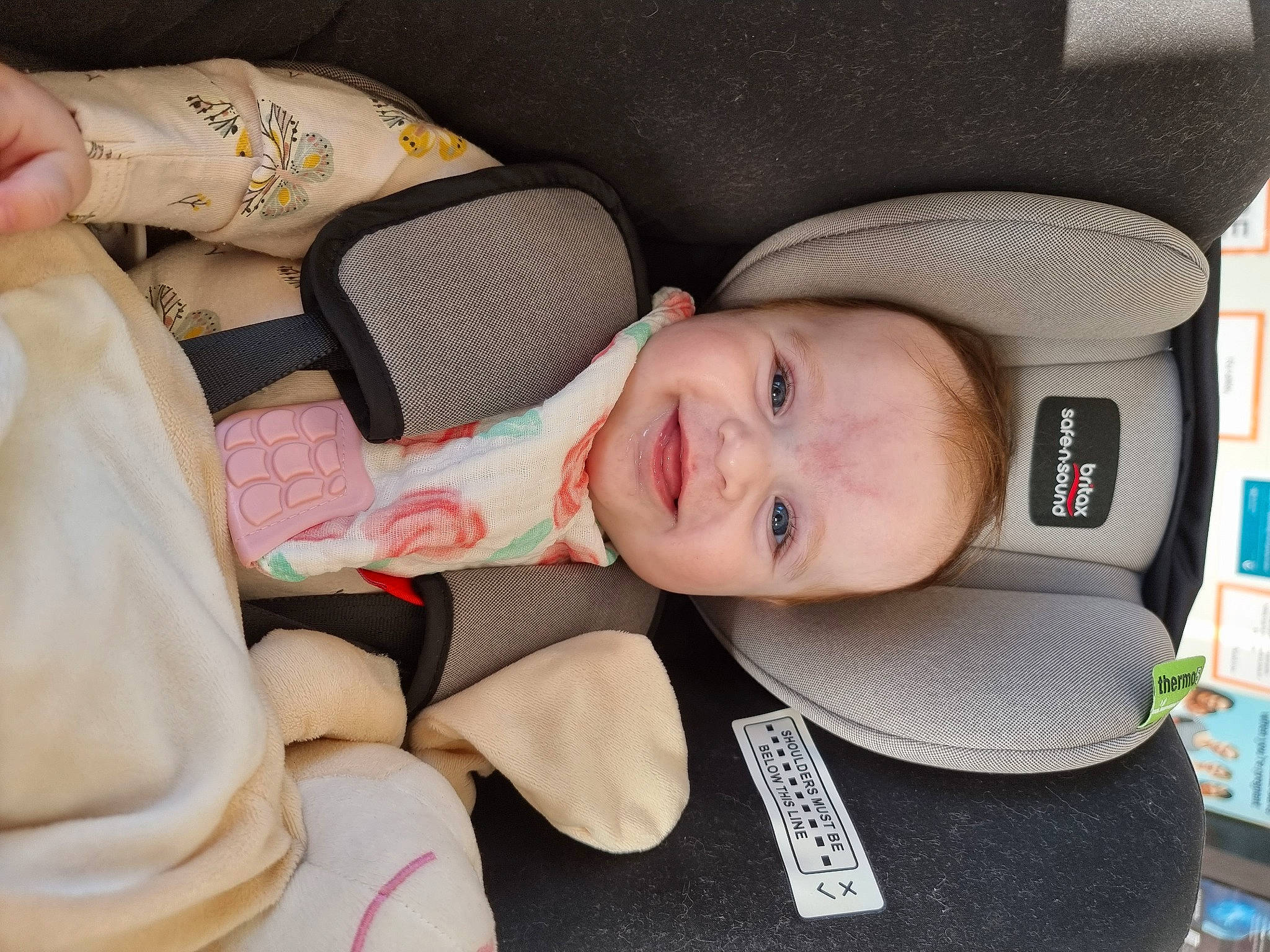 Cora joined the competition — help win amazing prizes! auto_part, automotive_design, automotive_exterior, baby, car_seat, car_seat_cover, child, comfort, family_car, hat, head_restraint, joy, luxury_vehicle, mammal, person, product, seat_belt, smile, steering_part, steering_wheel