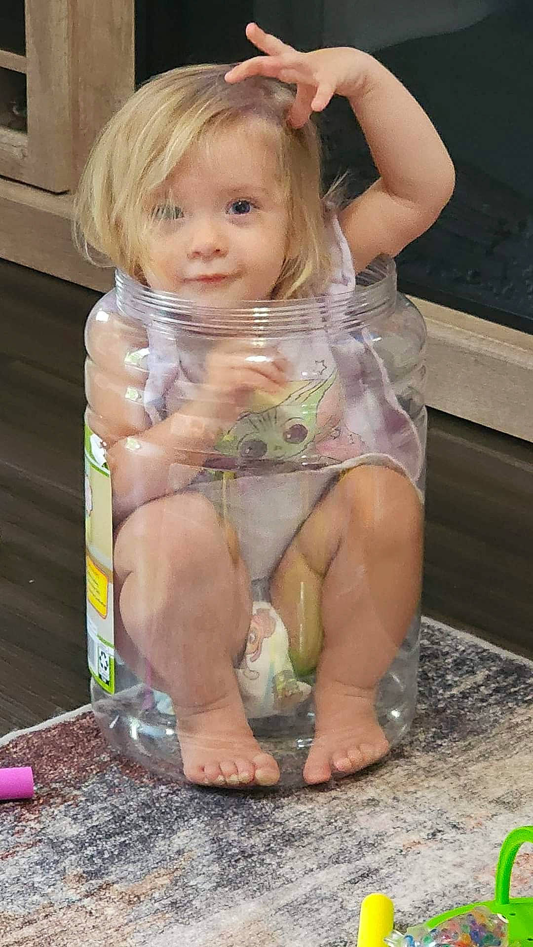 Eleanor is registered to the contest to win money with this photo: barefoot, cheek, dress, eye, face, finger, foot, fun, hair, hand, happy, head, human_leg, leg, mouth, person, pink, skin, smile, thigh