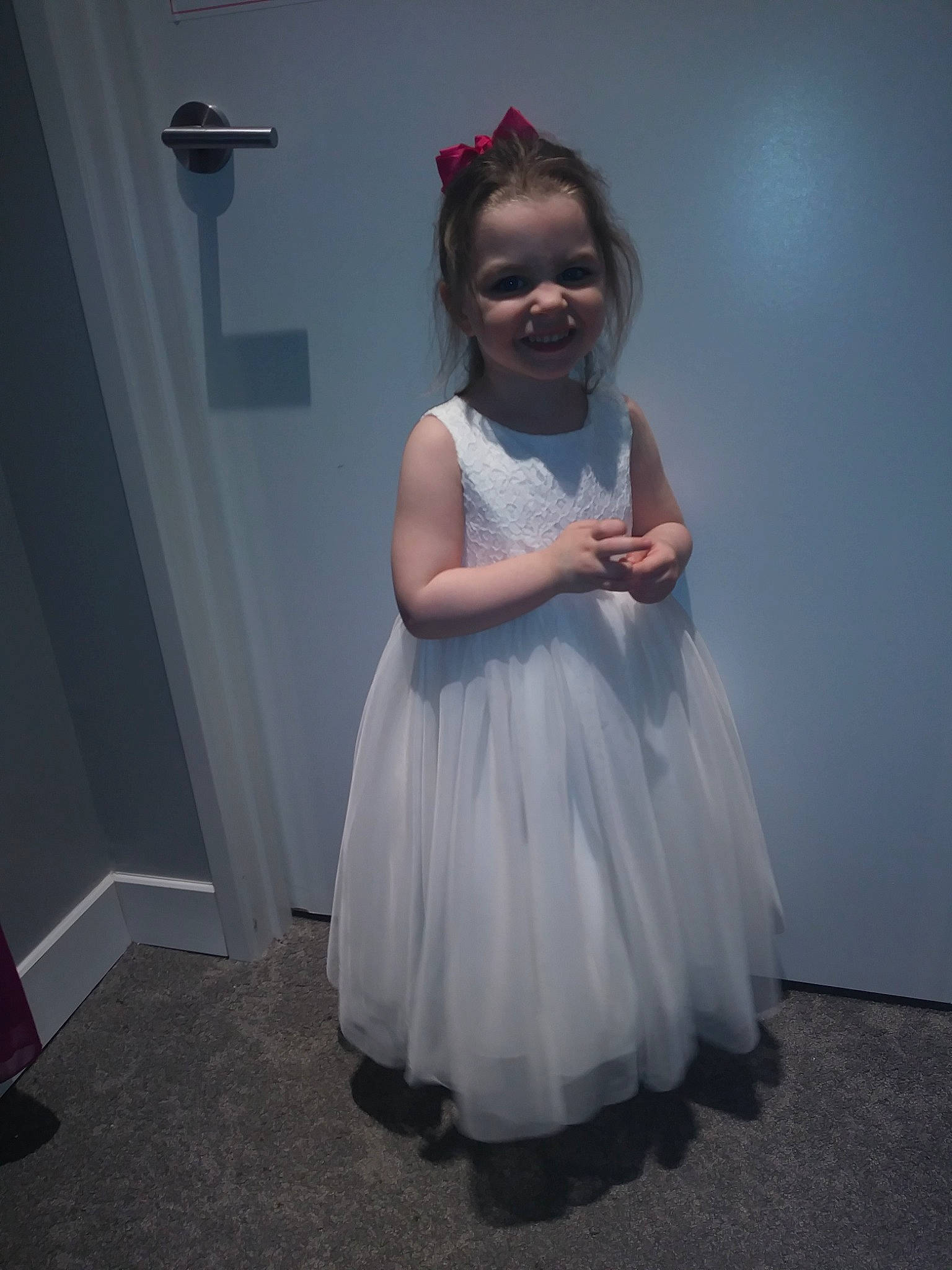 Marceline joined the competition — help win amazing prizes! child, clothing, costume, dress, flower_girl, joy, person, smile, toddler, white