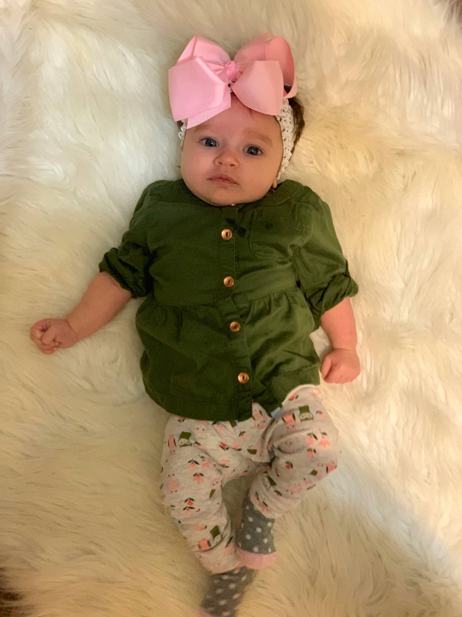 Aubreigh is registered to the contest to win money with this photo: baby, baby_toddler_clothing, child, fur, person, pink, skin, sleeve, toddler