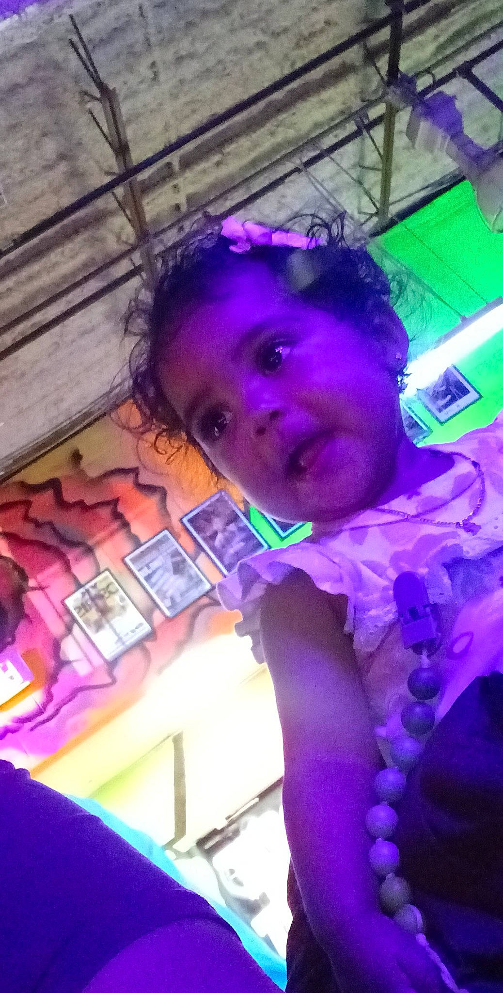 Aliana joined the competition — help win amazing prizes! beauty, black_hair, child, cool, electric_blue, event, facial_expression, fun, hairstyle, happy, leisure, magenta, mouth, person, pink, purple, room, selfie, smile, toddler