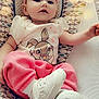 Madilynn joined the competition — help win amazing prizes! baby, infant, headband, pink_bow, shirt, bunny_print, pants, white_shoes, floral_shoes, baby_seat, patterned_seat, cute, child, smiling, indoors, comfortable, clothing, footwear, portrait, young_child