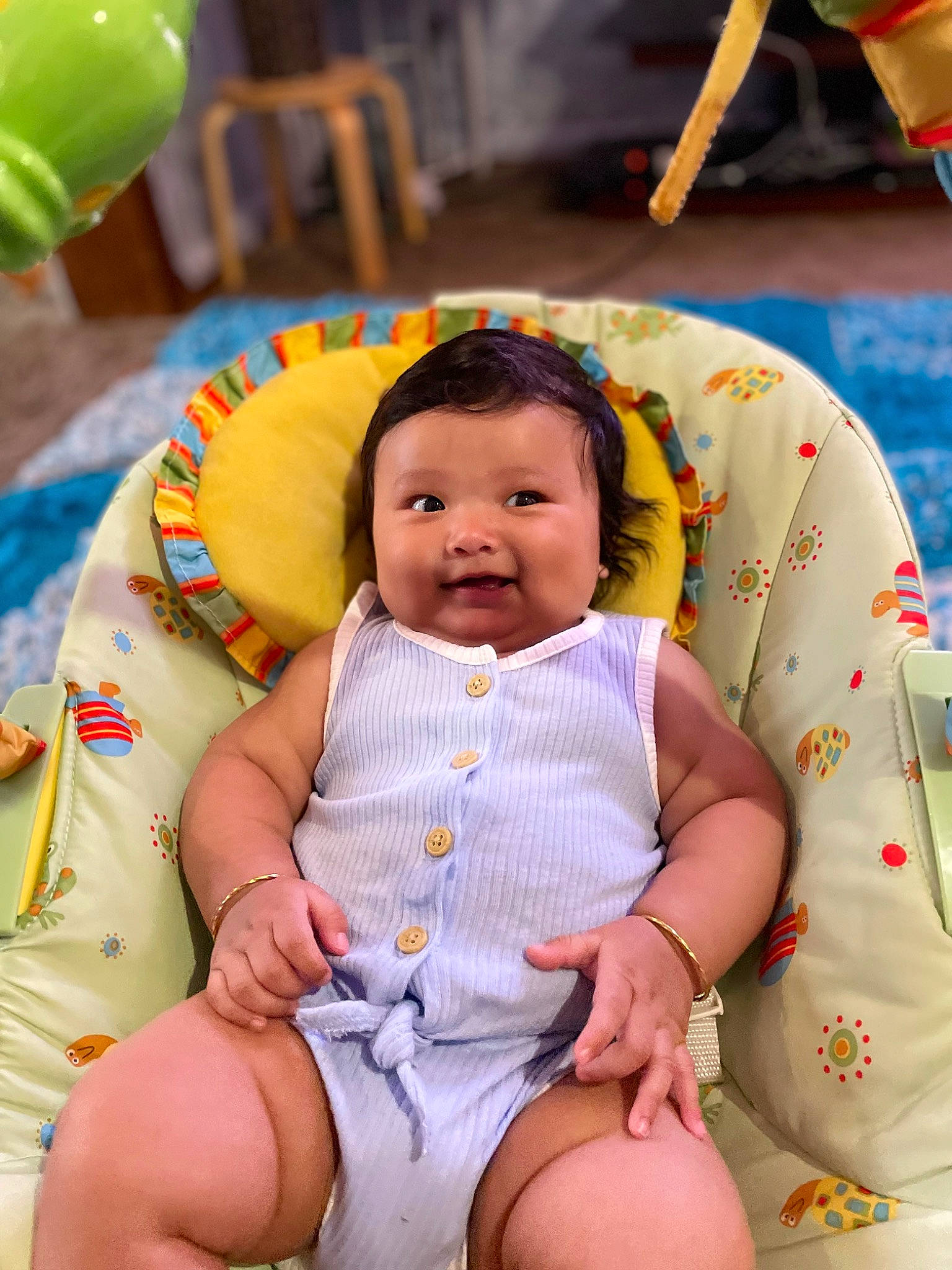 Azari joined the competition — help win amazing prizes! baby, baby_products, baby_toddler_clothing, bib, chair, cheek, child, comfort, dress, eye, fun, hairstyle, happy, head, joy, leisure, mouth, neck, person, skin