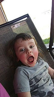 Boston joined the competition — help win amazing prizes! baby, baby_toddler_clothing, cheek, child, chin, comfort, eyebrow, eyelash, fun, happy, leisure, mouth, nose, person, room, sitting, sleeve, t_shirt, toddler, tree