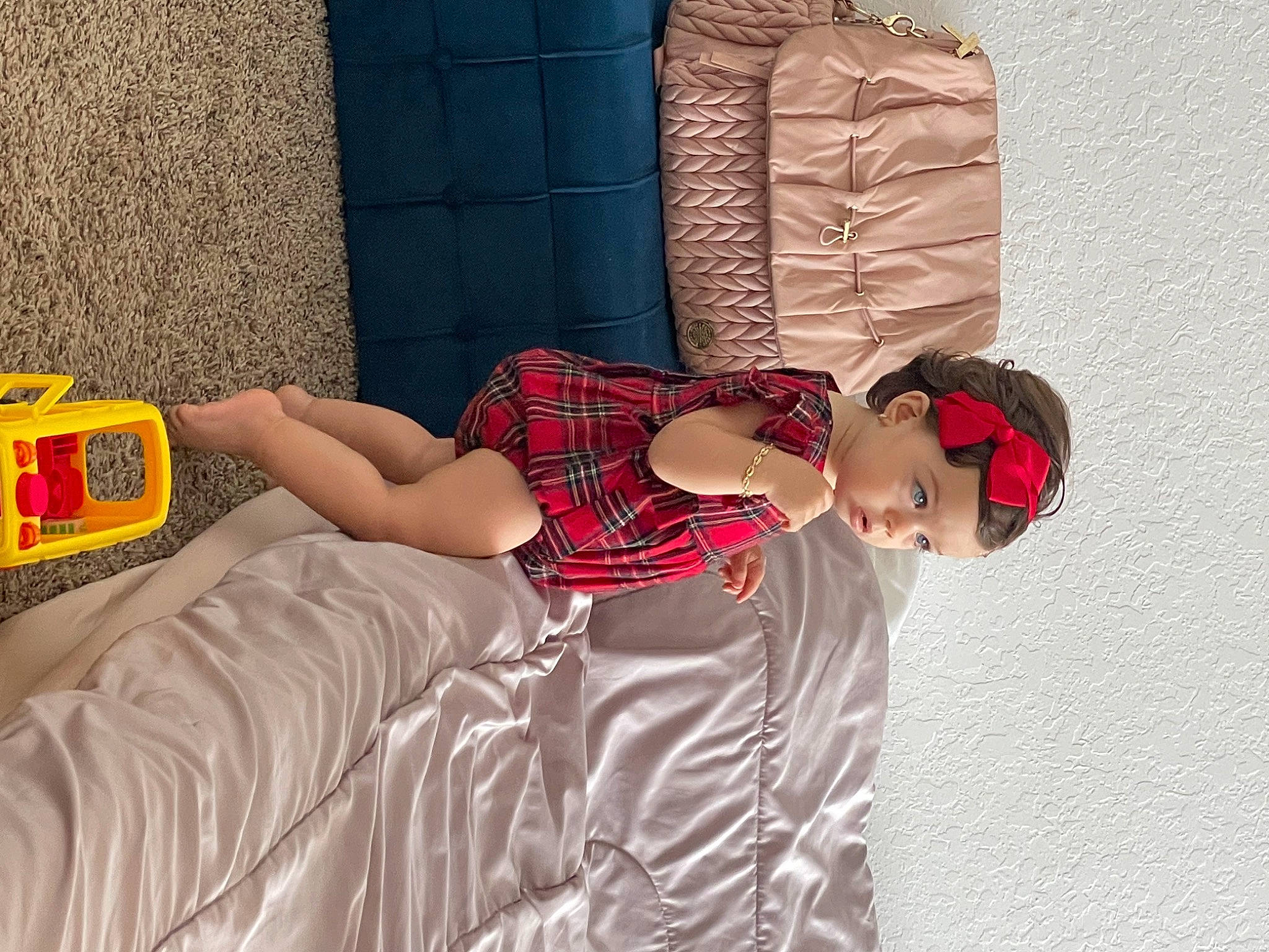 Agustina joined the competition — help win amazing prizes! carmine, child, comfort, eyewear, fashion_design, flooring, fun, headwear, human_leg, linens, magenta, pattern, person, plaid, room, sitting, sleeve, sunglasses, t_shirt, textile