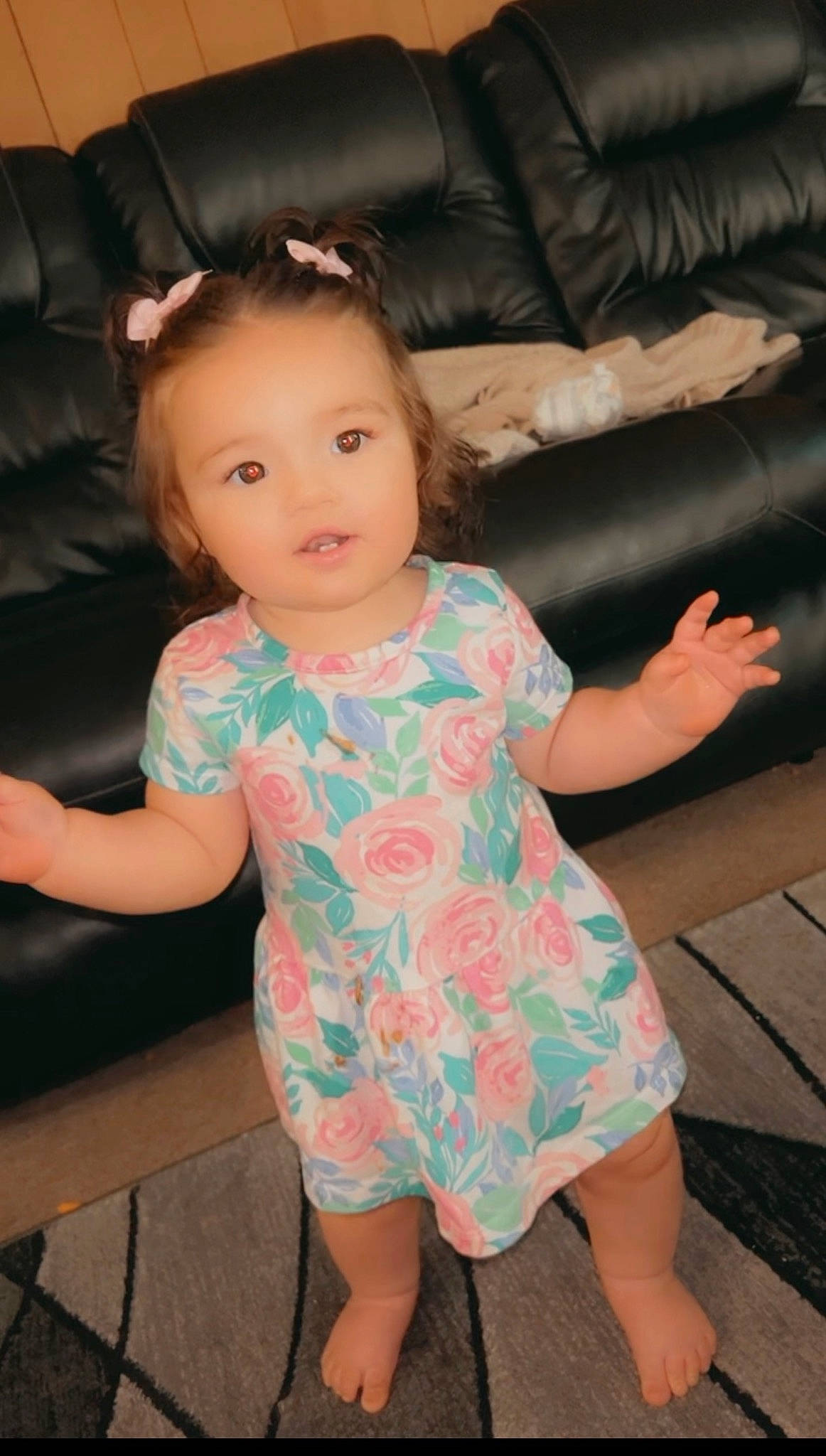 Brinley joined the competition — help win amazing prizes! cheek, chin, face, facial_expression, flash_photography, hair, head, human, human_body, joint, leg, lip, mouth, neck, person, shoulder, skin, sleeve, standing, textile